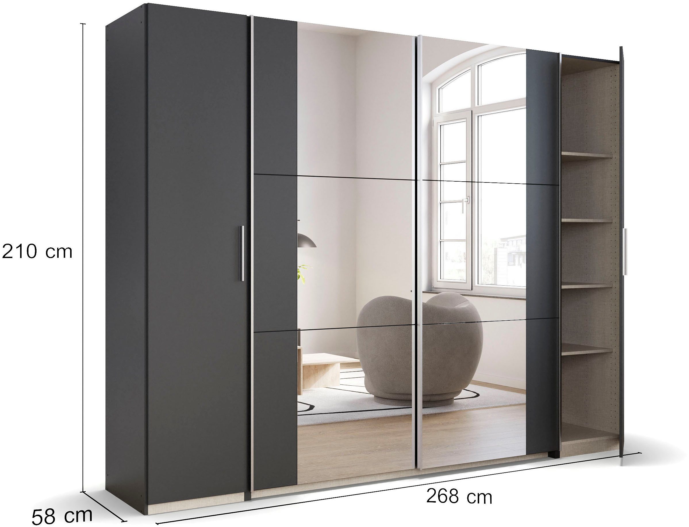rauch Zweefdeurkast Kledingkast draaideurkast kast garderobe KRONACH TOPSELLER met draaideuren en schuifdeuren en spiegels, veel planken made in germany