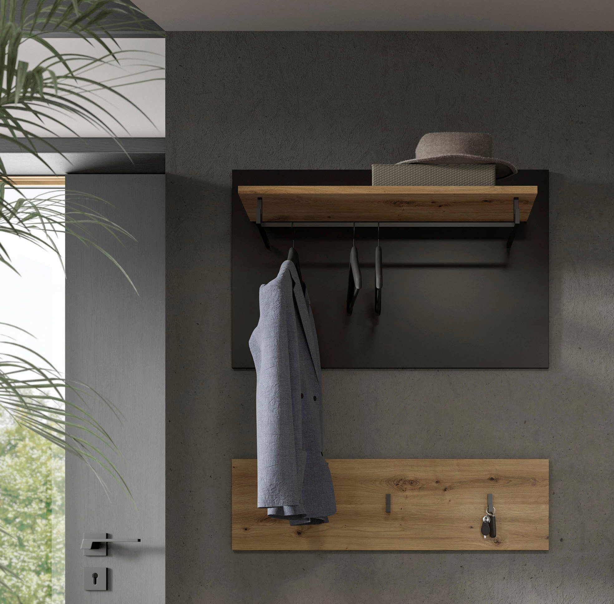 INOSIGN Kapstokpaneel Rehat, Breedte 80cm, 2-delig, 3 haken, met hoedplank