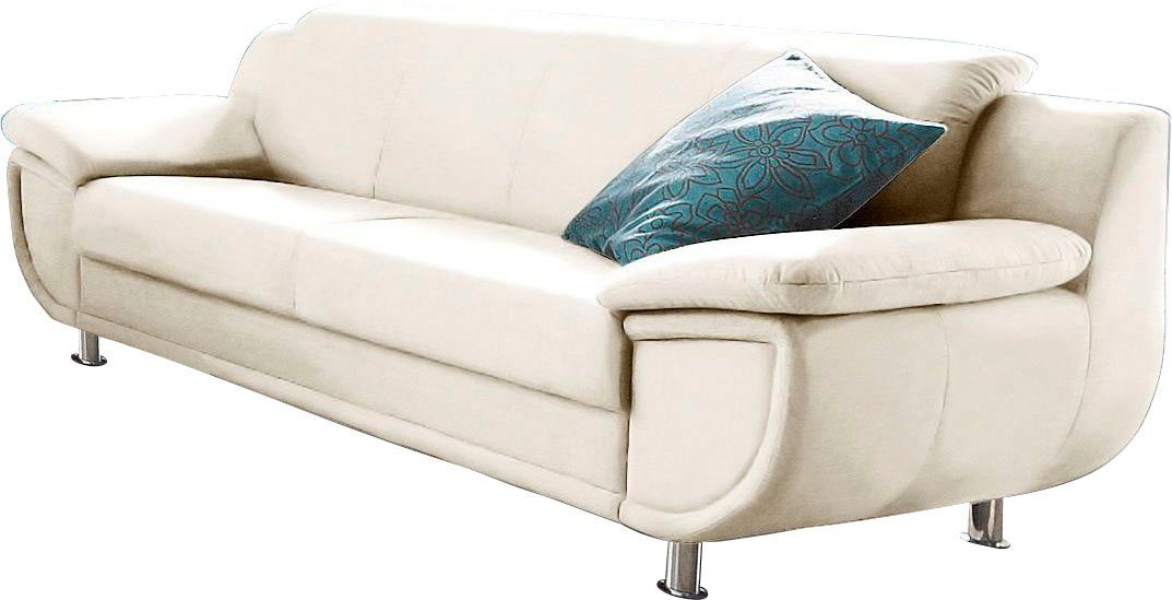 TRENDMANUFAKTUR 3-zitsbank Rondo, breedte 207 cm, brede armleuningen, chromen poten Big-sofa optioneel met bonnellvering, in verschillende bekledingen bestelbaar