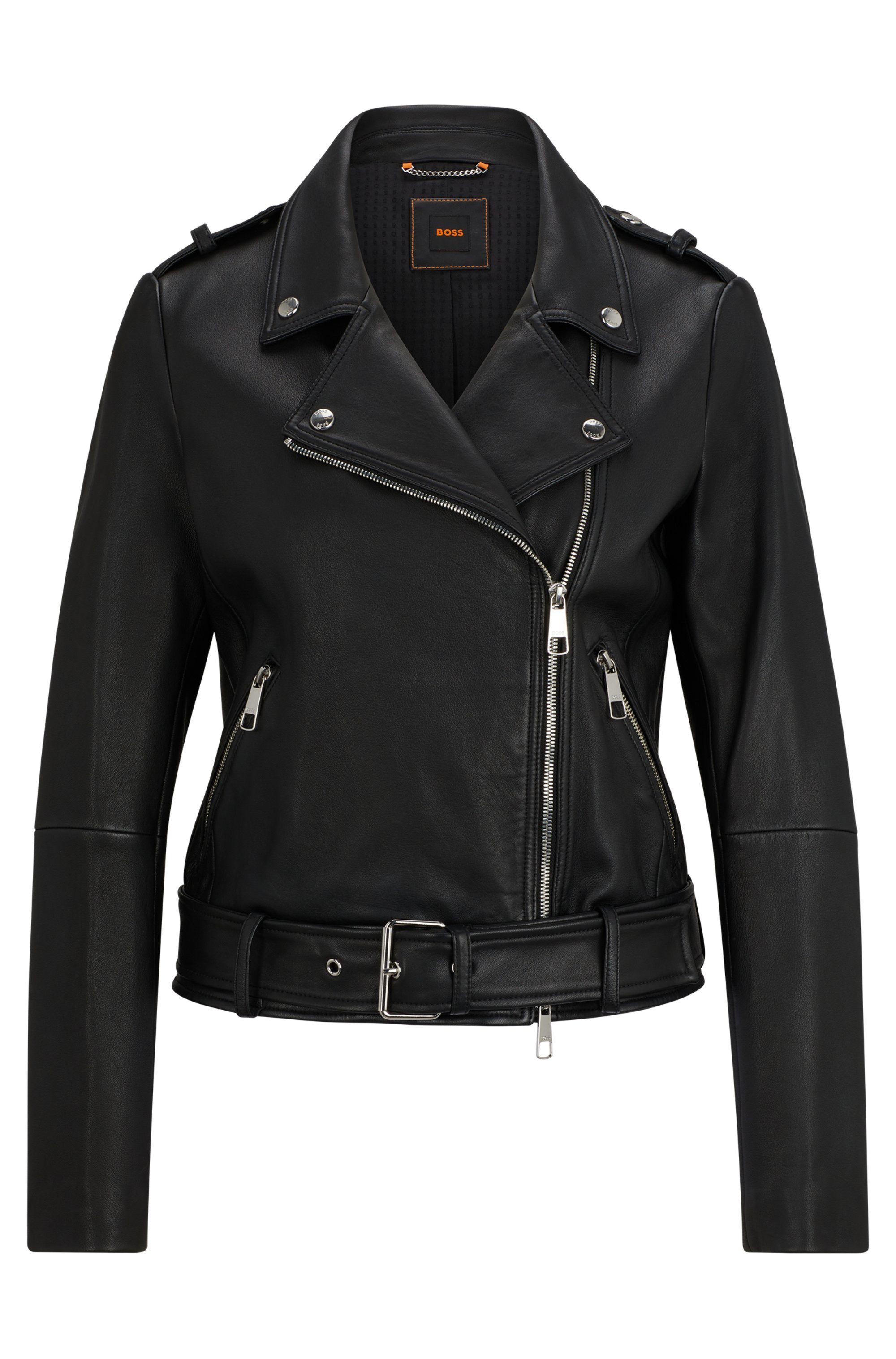 Boss Orange Leren jack met sierriem