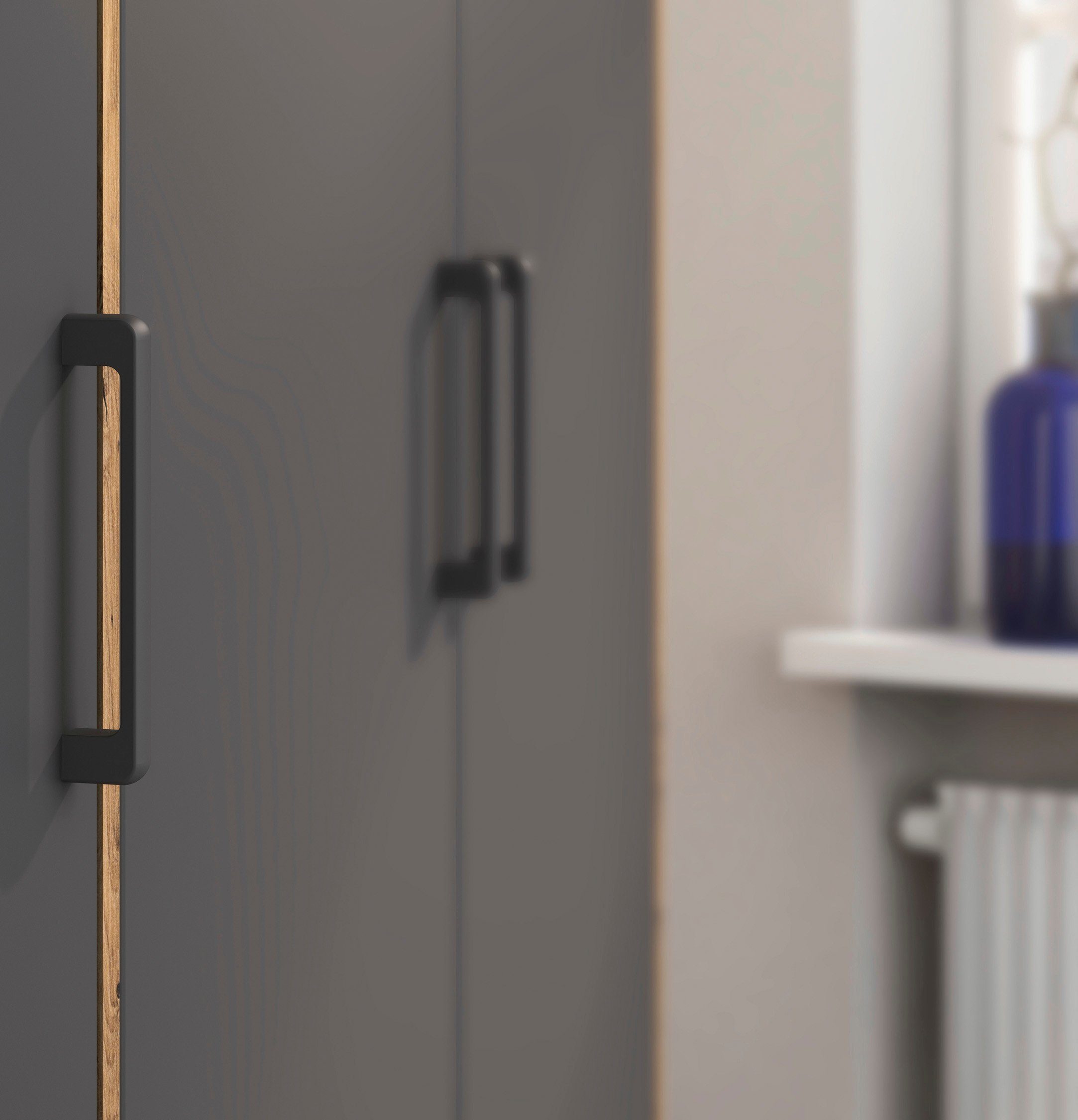 rauch Draaideurkast Kledingkast kast garderobe linnenkast VOYAGER moderne grepen in grijs metallic met buitenlades made in germany