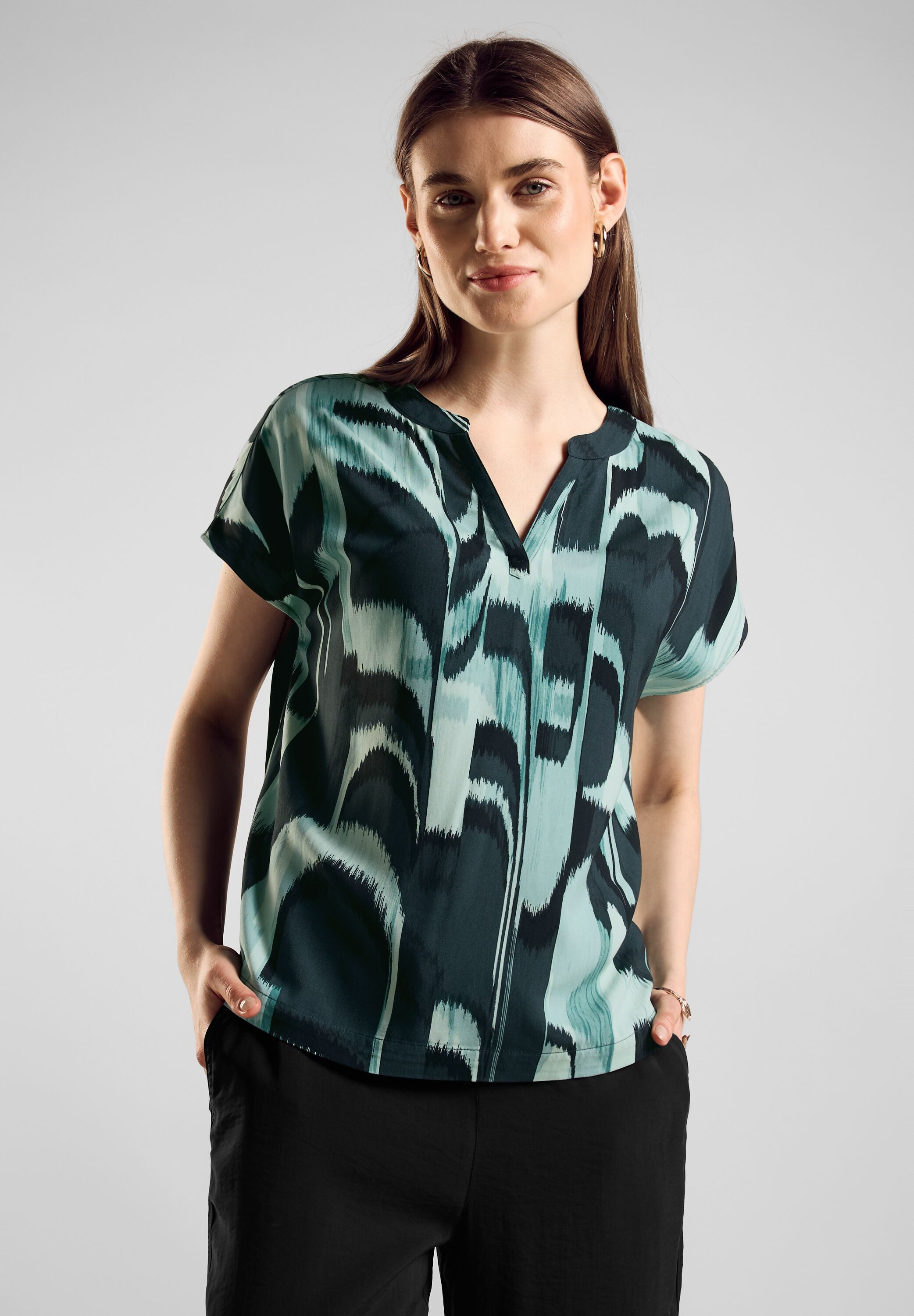 STREET ONE Gedessineerde blouse met grafisch patroon dames blouses maat 36 groen