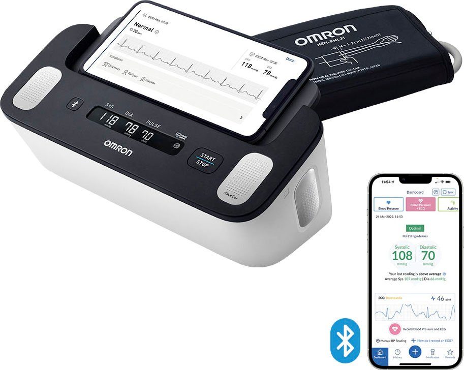 Omron Bloeddrukmeter Complete slimme bloeddruk- & ECG-meetinstrument NU met GRATIS 1 jaar OMRON connect Premium abonnement medische hulpmiddelen