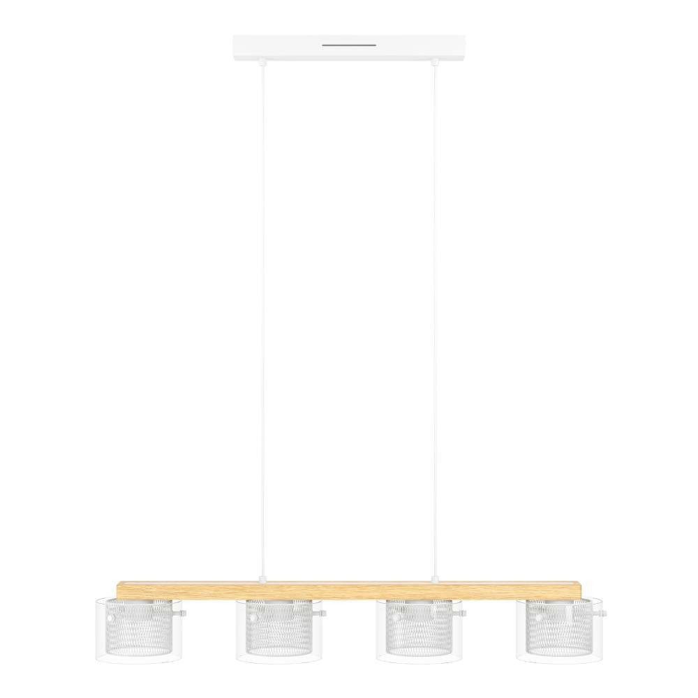 EGLO Hanglamp PORTICO-Z hanglamp hout wit, ZigBee 3.0, timer, pendellamp App / spraakbesturing Alexa, 88x15x110cm, excl. afstandsbediening (1 stuk)