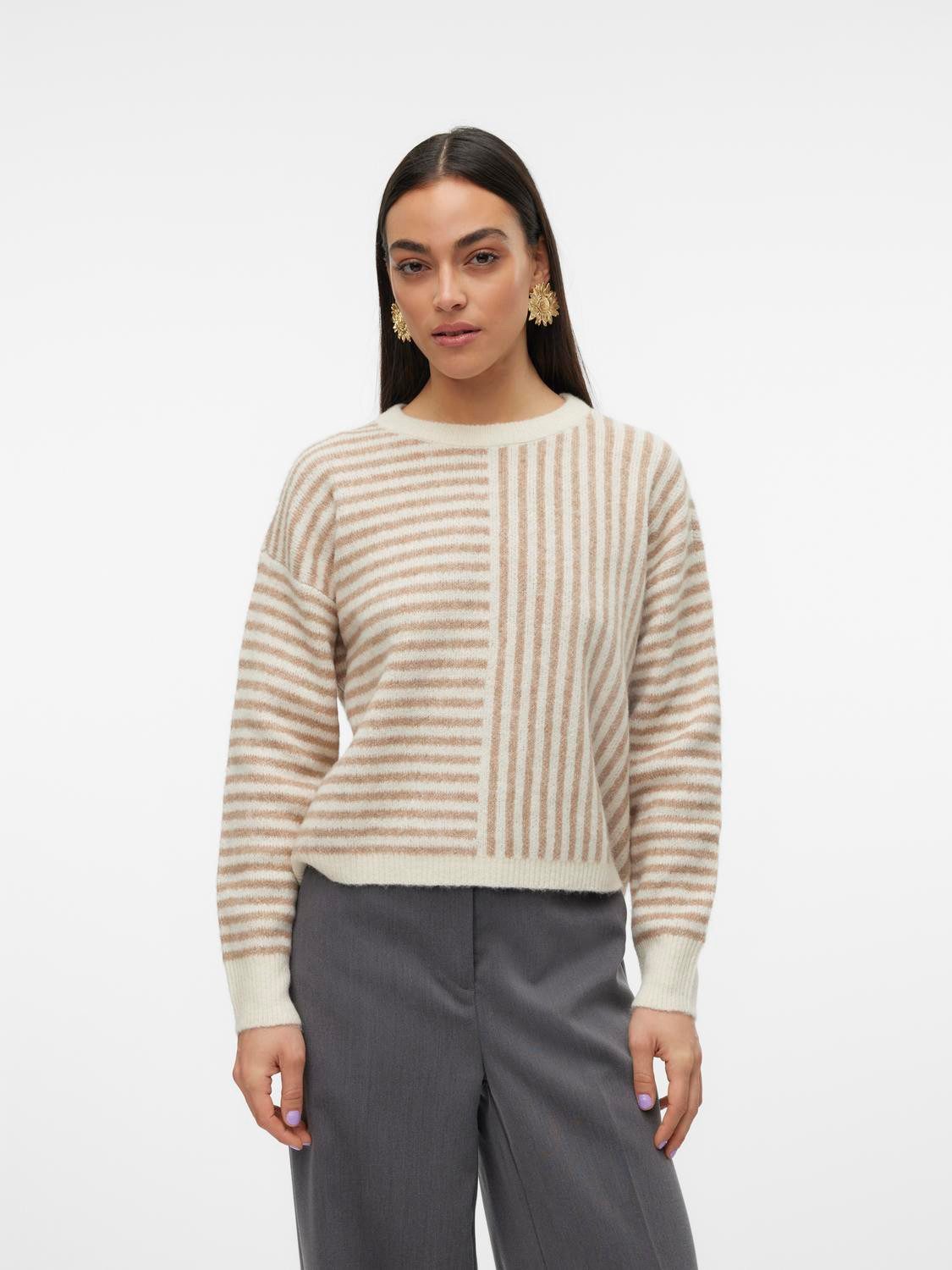 Vero Moda Gebreide trui VMURANUS LS ONECK CROPPED PULLOVER GA BF