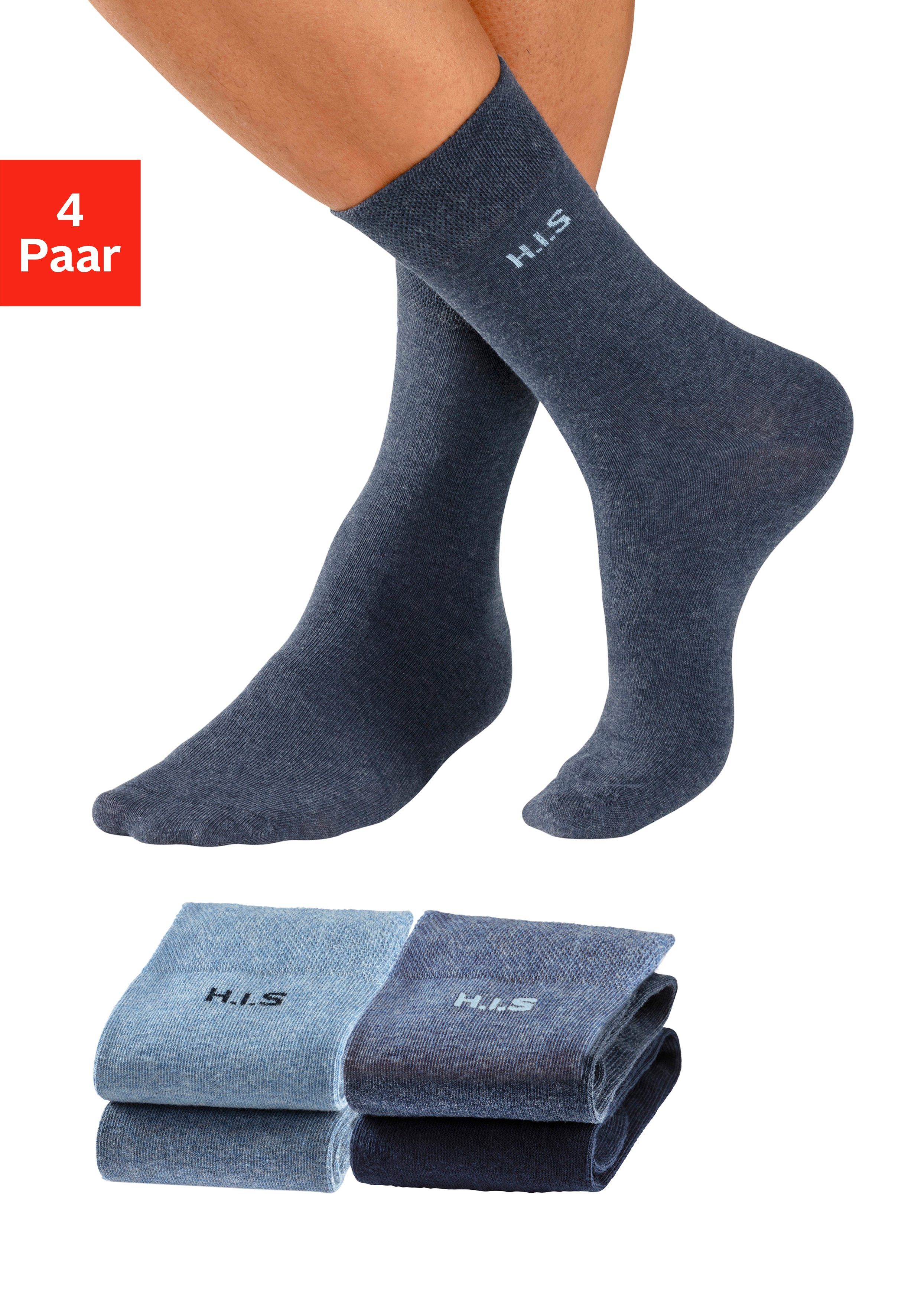 H.I.S Sokken met knelvrije boord (set, 4 paar)