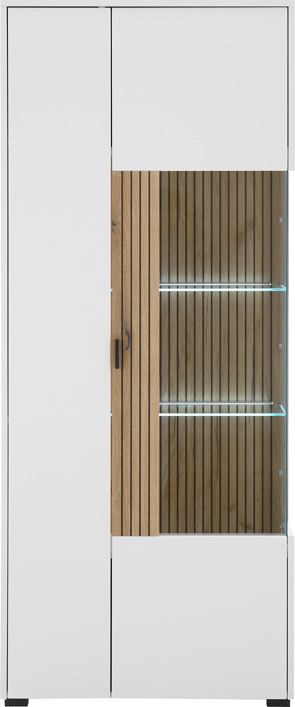 INOSIGN Vitrinekast Hudson, opberghangkast in moderne trendkleur, handgrepen van metaal (zwart), hoogte 180 cm