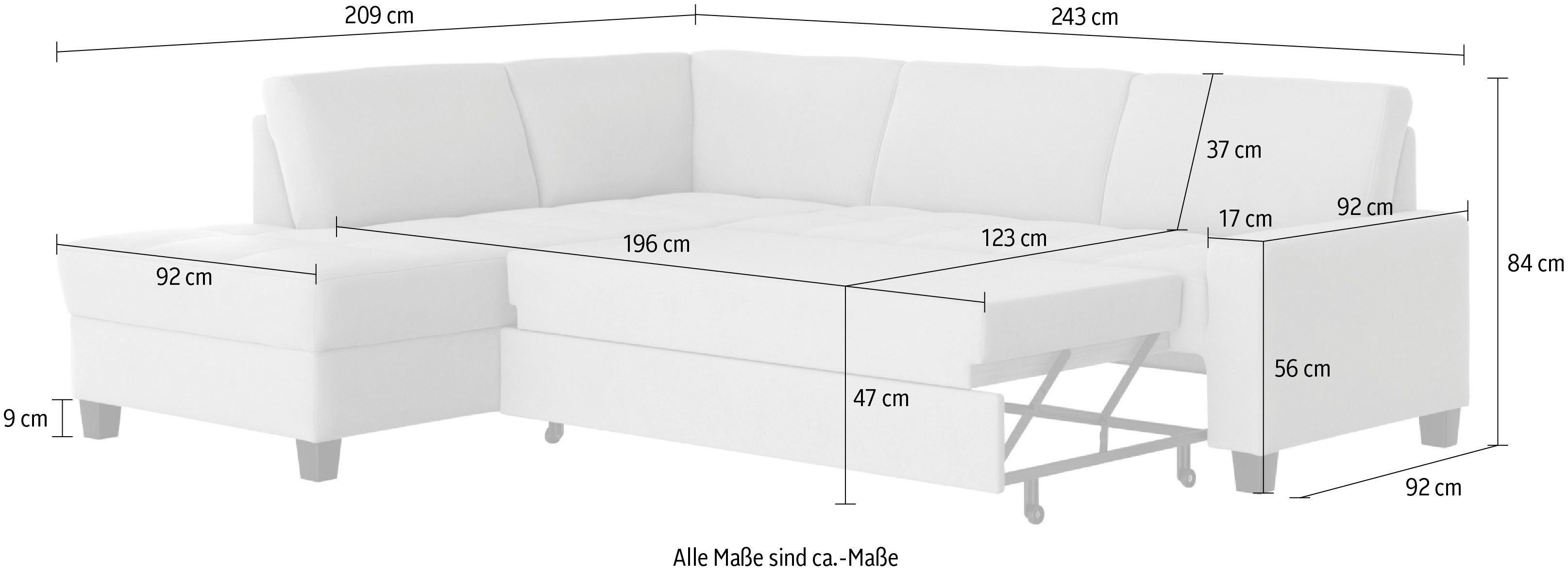 DOMO collection Hoekbank Florentina tijdloos en elegant, zitnaden als designelement, L-vorm