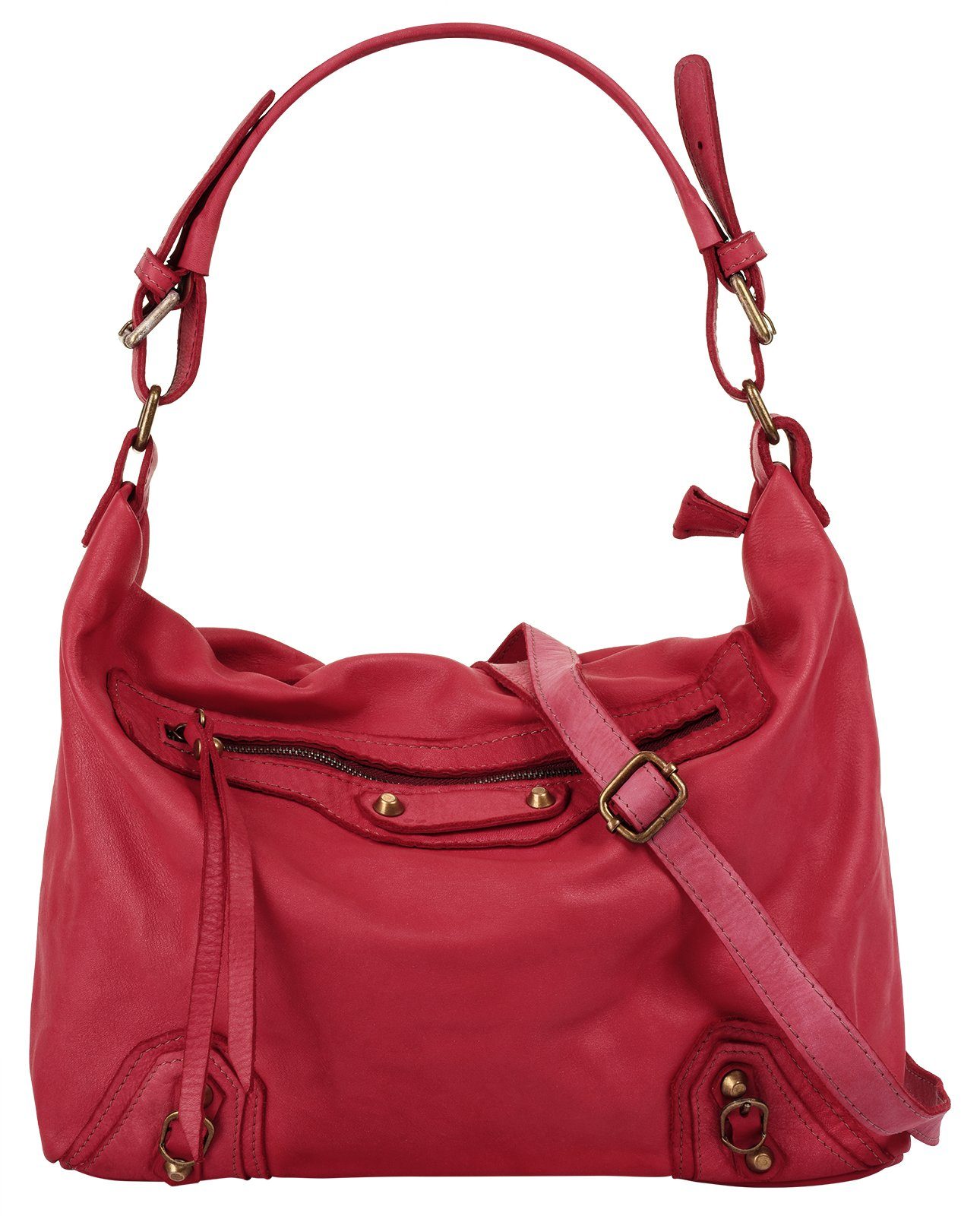Samantha Look Shopper echt leer, made in italy dames shoppers maat 32 cm rood