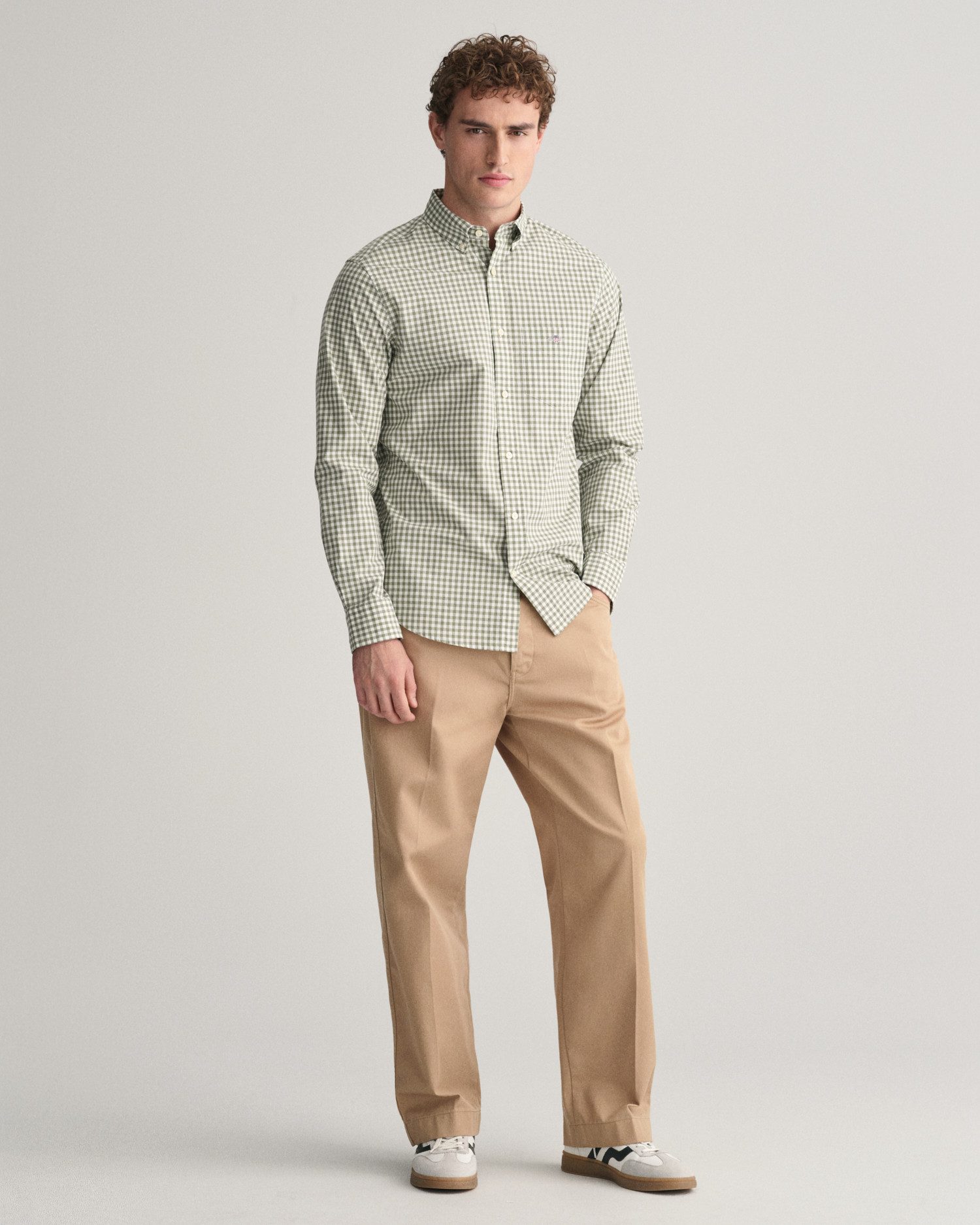 Gant Overhemd met lange mouwen REG POPLIN GINGHAM SHIRT met logoborduursel op borsthoogte