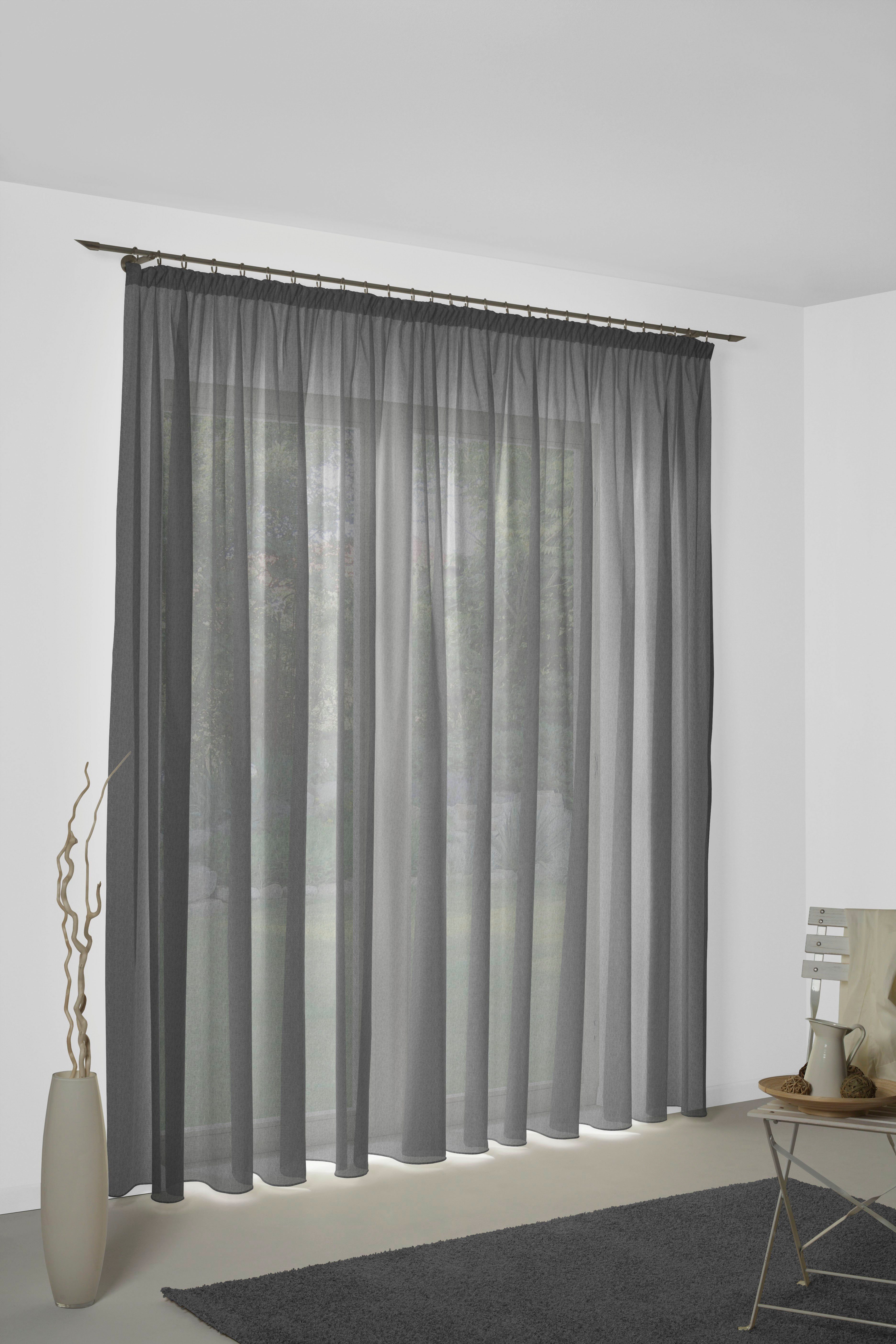 Wirth Gordijn Sunday (1 stuk) kant & klaar gordijnen maat 142 cm x 175 cm grijs