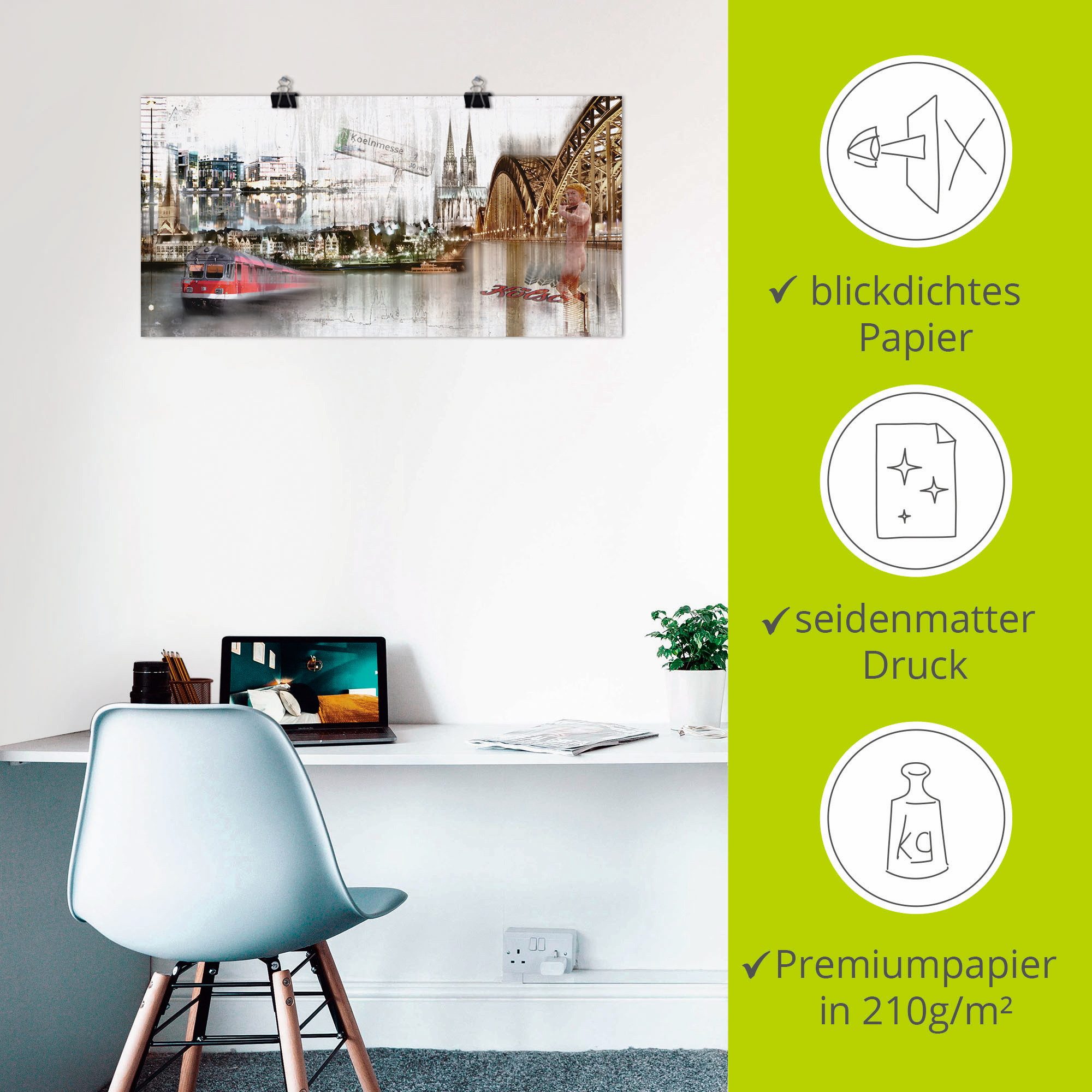 Artland Artprint Keulen Skyline collage I als artprint op linnen, poster in verschillende formaten maten