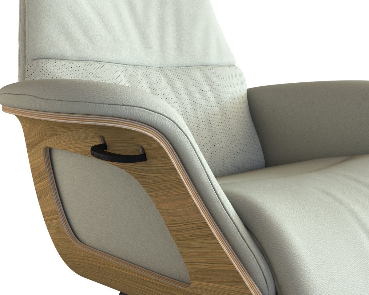 FLEXLUX Relaxfauteuil Clement relaxstoel, gestoffeerde stoel, ligstoel, TV-stoel, Rug- & hoofdsteunverstelling, draaibaar, armleuning eik, zwart voet