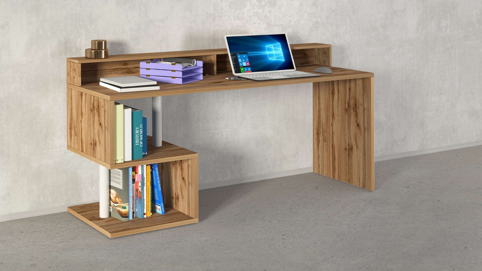INOSIGN Bureau Essence, modern ontwerp in verschillende breedtes, met en zonder monitorsteun, gemaakt in italië bureaus beige