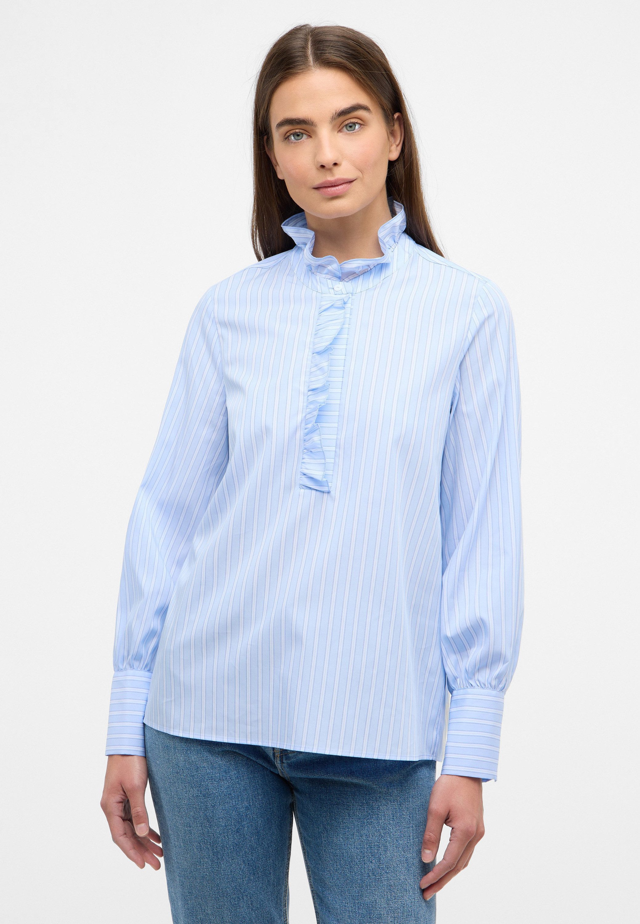 Eterna Lange blouse Loose fit EASY IRON (gemakkelijk te strijken) dames lange blouses maat 44 blauw