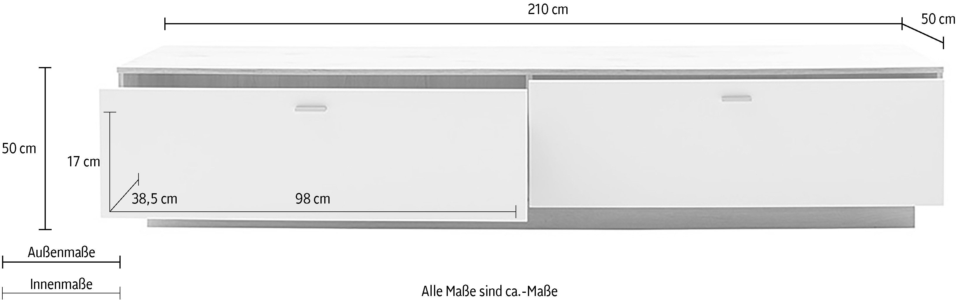 MCA furniture Tv-meubel SANTERNO met 2 lades, tv-grootte tot 80 inch, breedte 210 cm