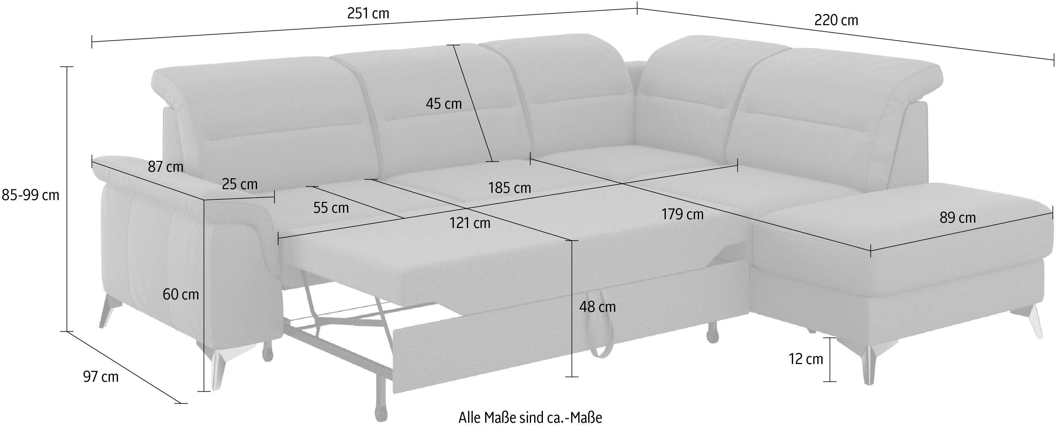 sit&more Hoekbank Sinatra L-vorm met ottomane, optioneel met verstelbare hoofdsteun en armleuning