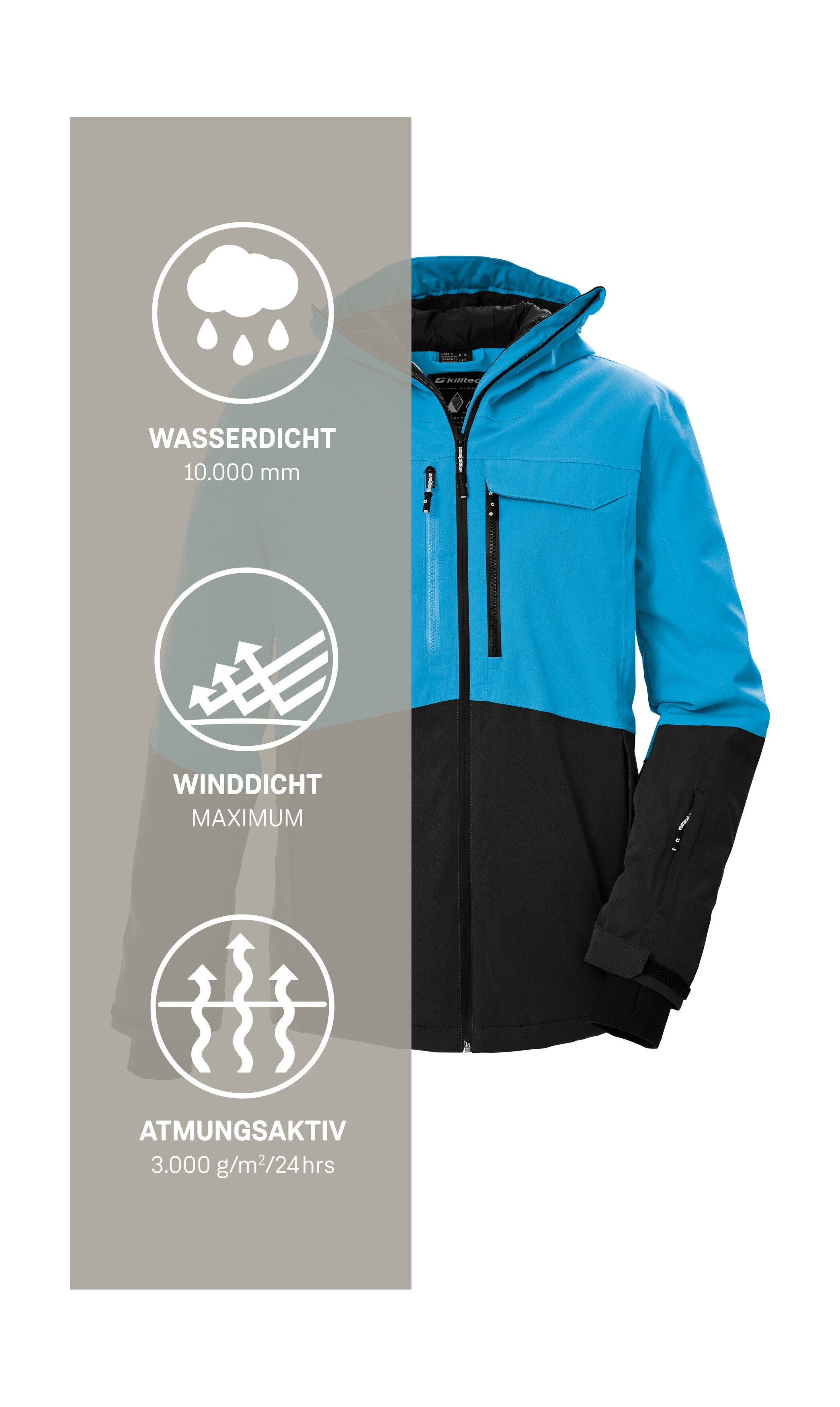 Killtec Ski-jack KSW 280 MN SKI JCKT Waterdichte herenjas met sneeuwvanger, ademend en PFAS-vrij