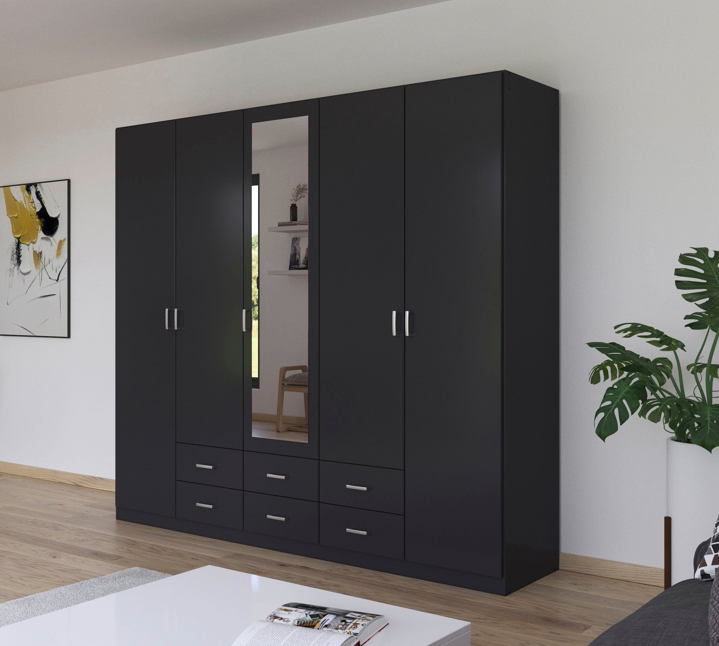 rauch Kledingkast Kast Garderobe Wasmand GAMMA in 3 Breedtes veel opbergruimte met 6 lades, met spiegel topseller made in germany