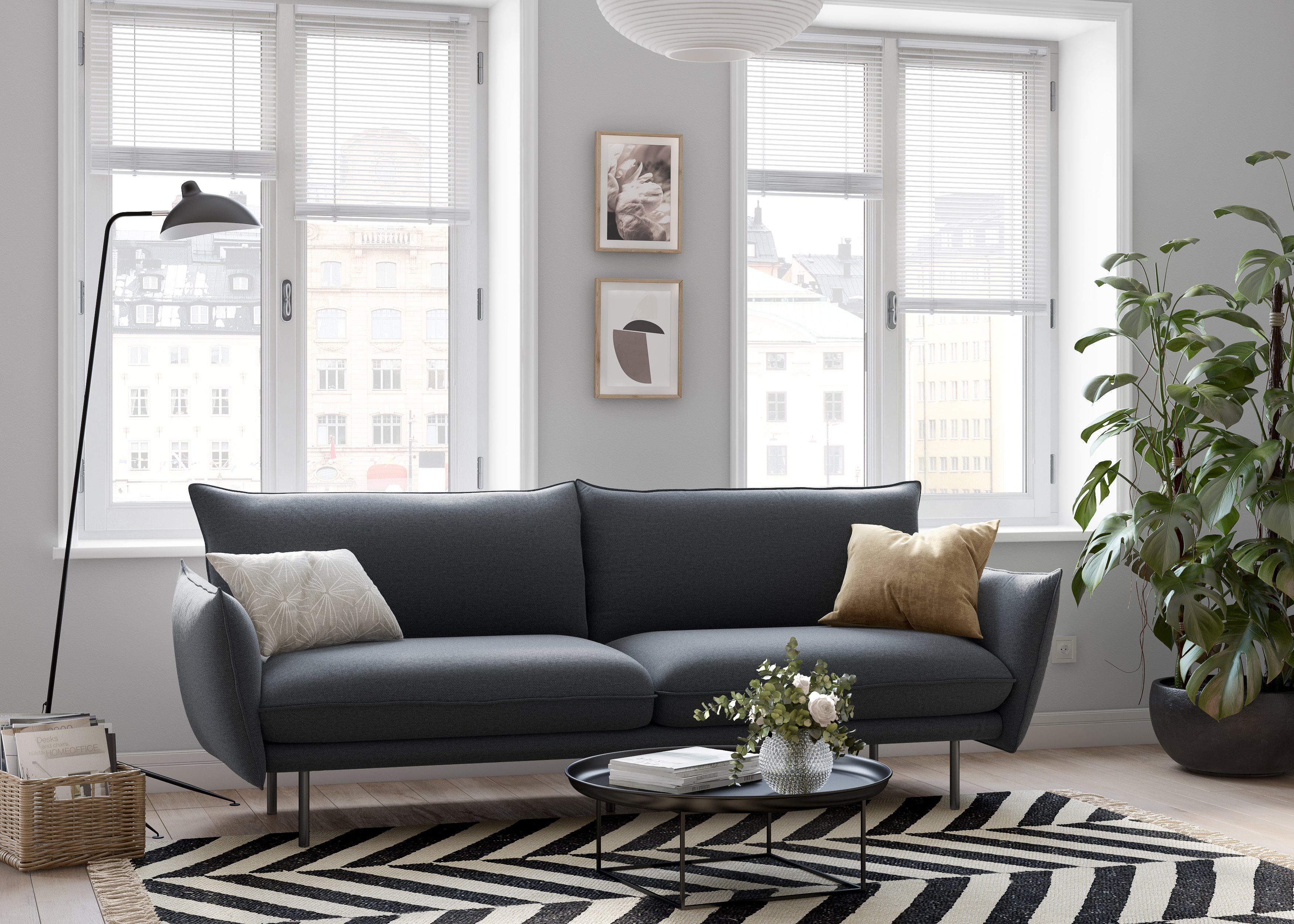 andas 3-zitsbank Stine Bijzonder design door kussen-look en opstaande naad, by Morten Georgsen