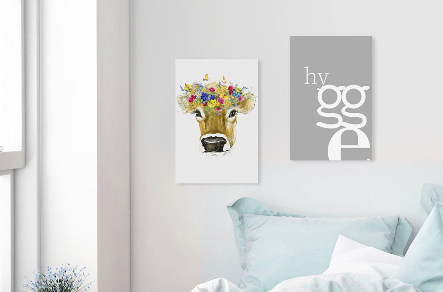 queence Artprint op linnen Koe Premium canvasstof, handgemaakt in Duitsland