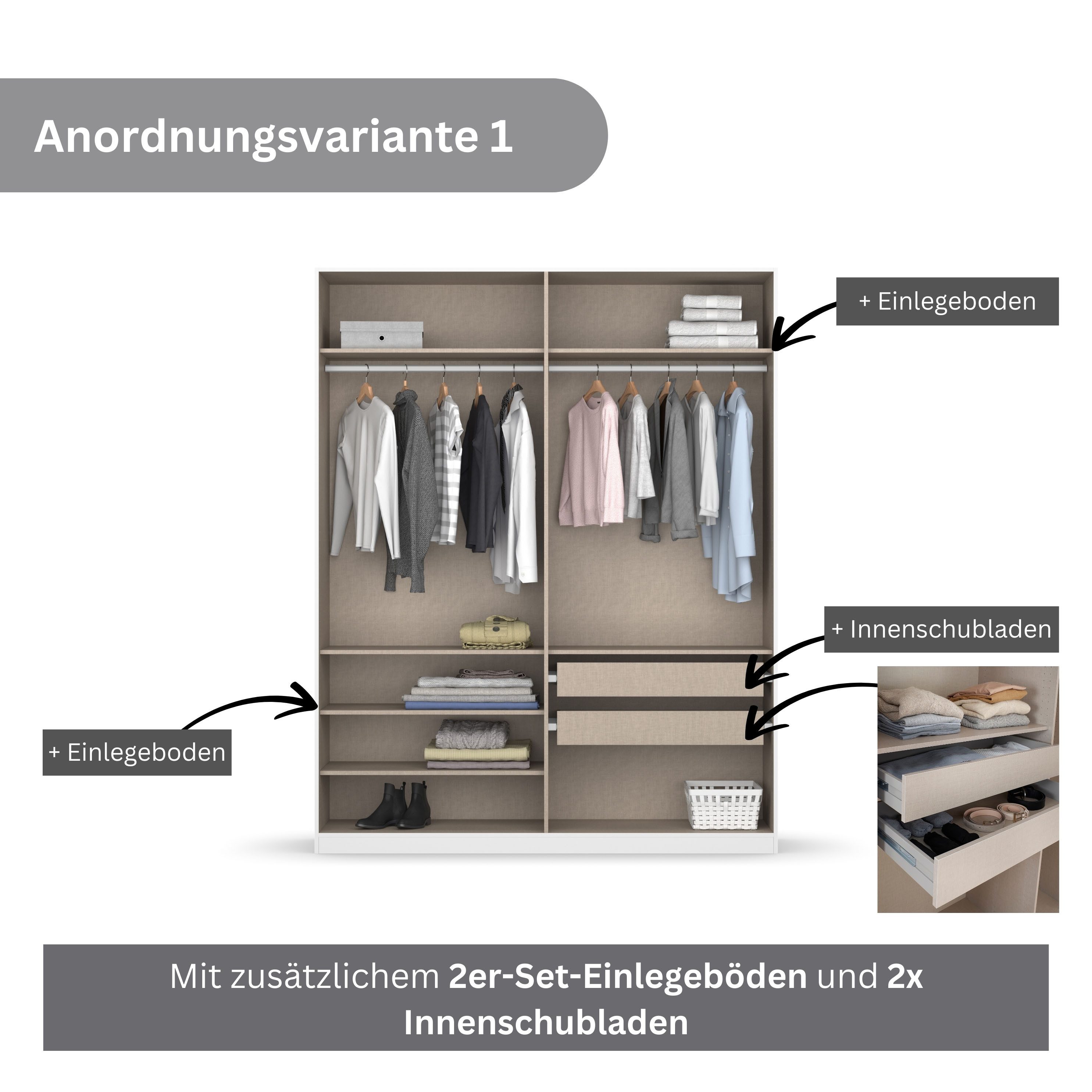 rauch Draaideurkast Koluna Hoogglansfront, inclusief 2 lades en extra planken