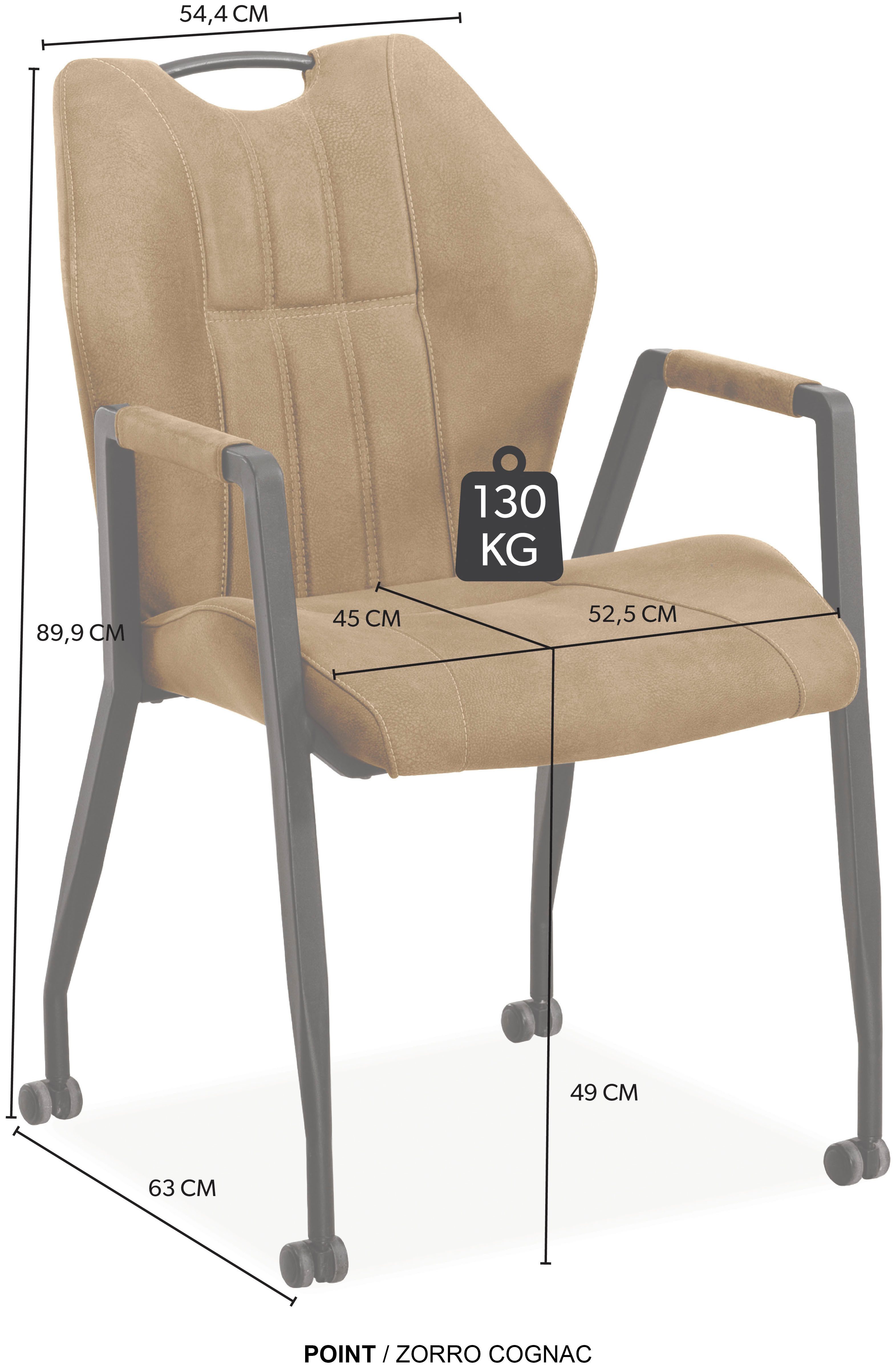 OMG Design Stoel met armleuningen Point Eetkamerstoel met wielen, bureaustoel (set)