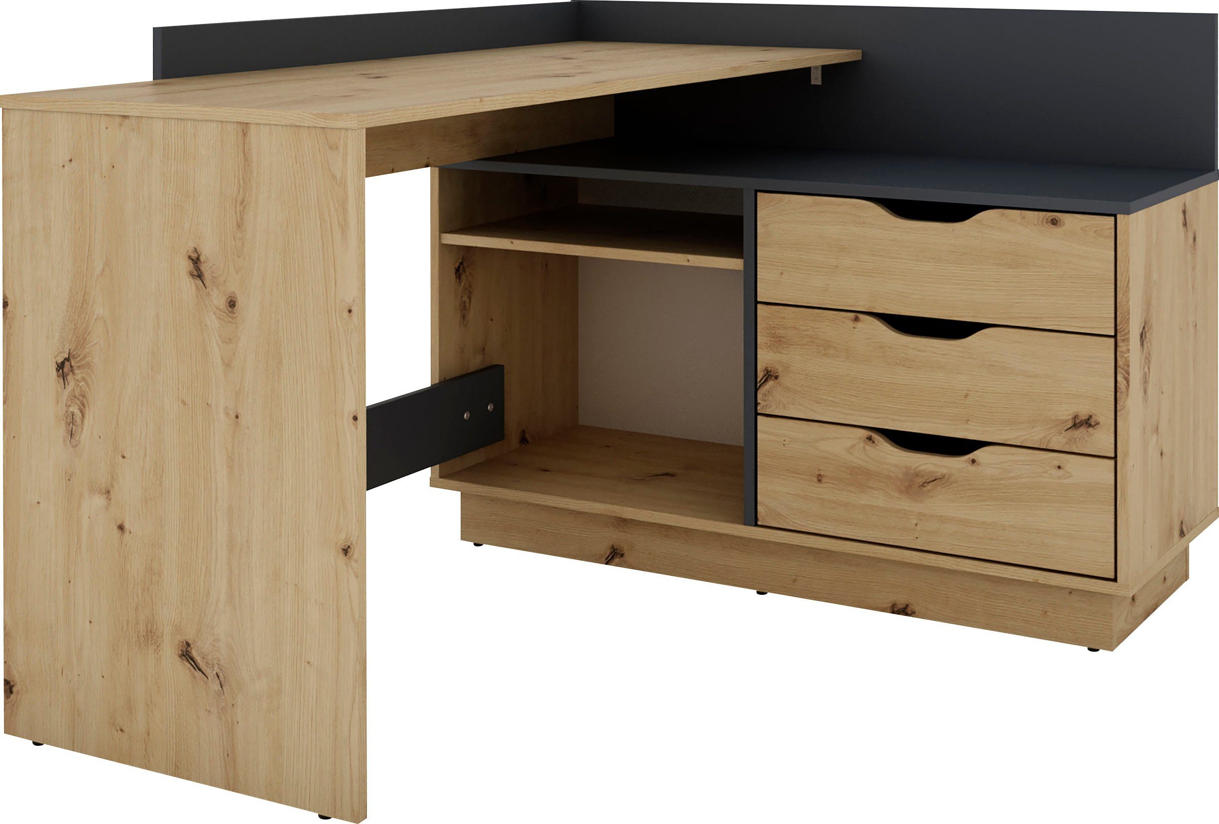 byLIVING Hoekbureau Bern met veel opbergruimte, breedte 129 cm, rechts of links monteerbaar