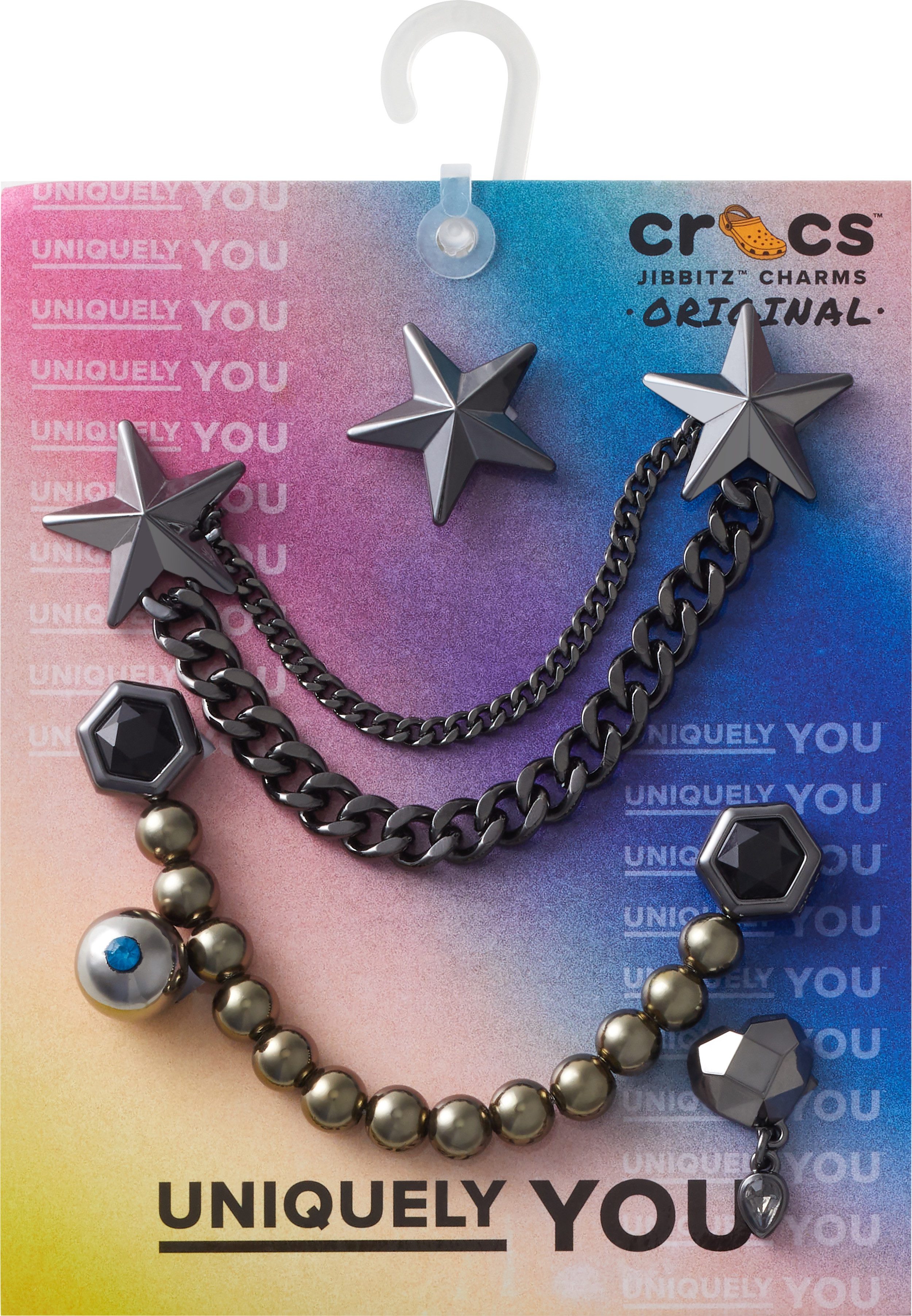 Crocs Schoenbutton Jibbitz™ Punk Gunmetal (set, 5-delig, Geen speelgoed. Niet geschikt voor kinderen jonger dan 3 jaar)