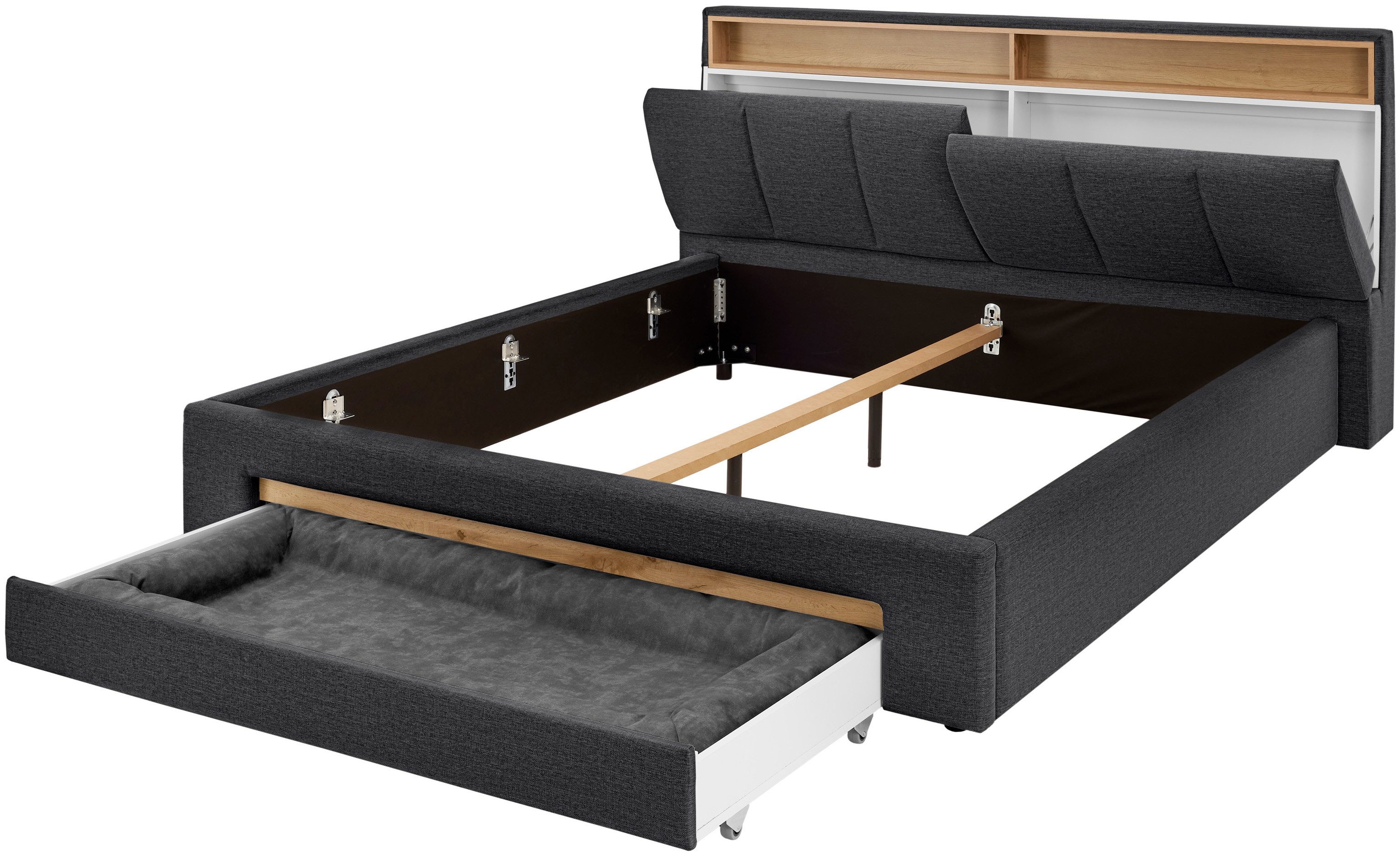 INOSIGN Gestoffeerd bed CiTY/GiRON,, gepolsterd opbergbed, met LED-verlichting Bedkisten met hondenbed of als opbergruimte, opklapbare hoofdeinden