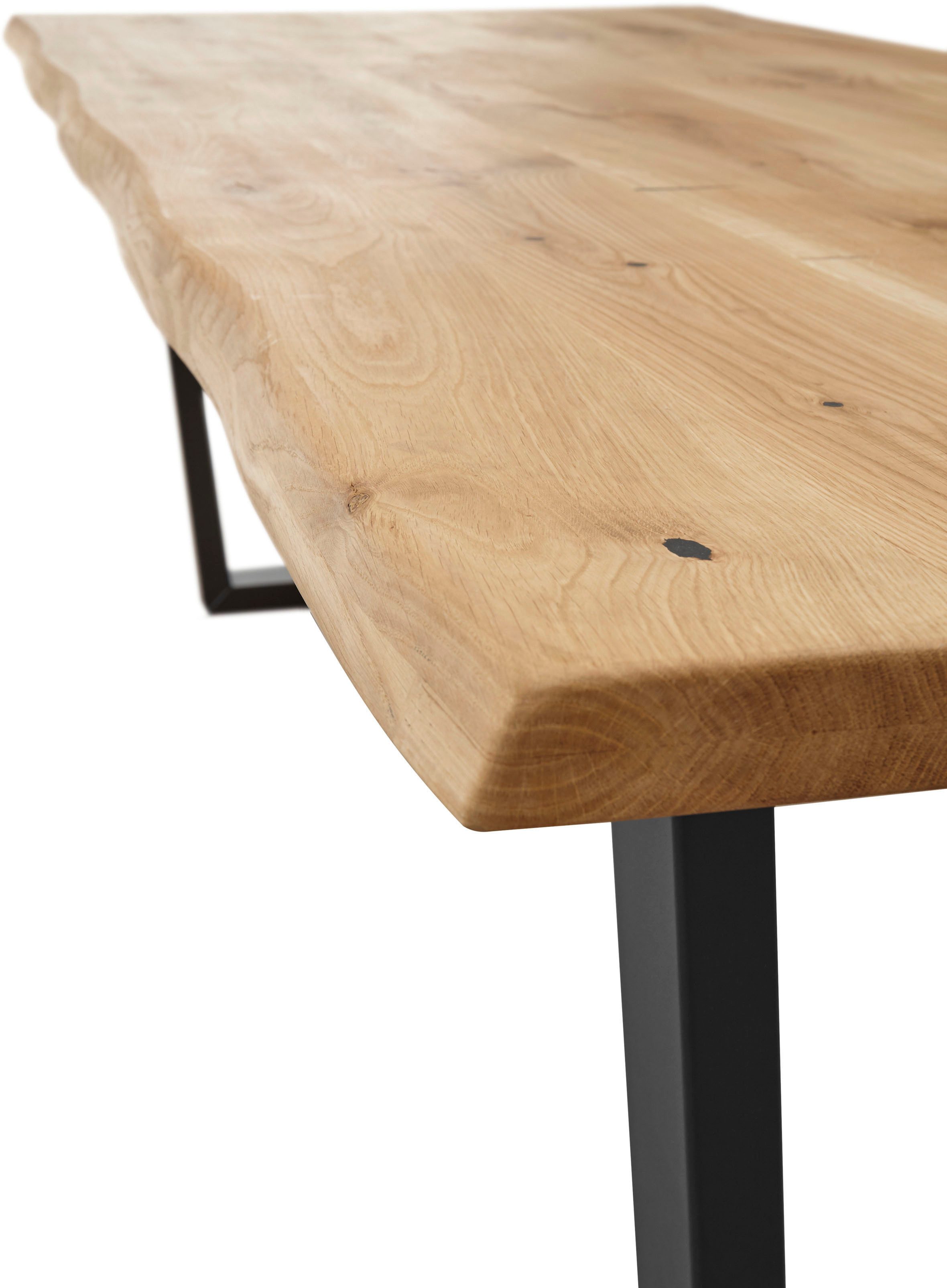 Stolkom Eettafel Benny Eik massief hout, tafel met boomrand