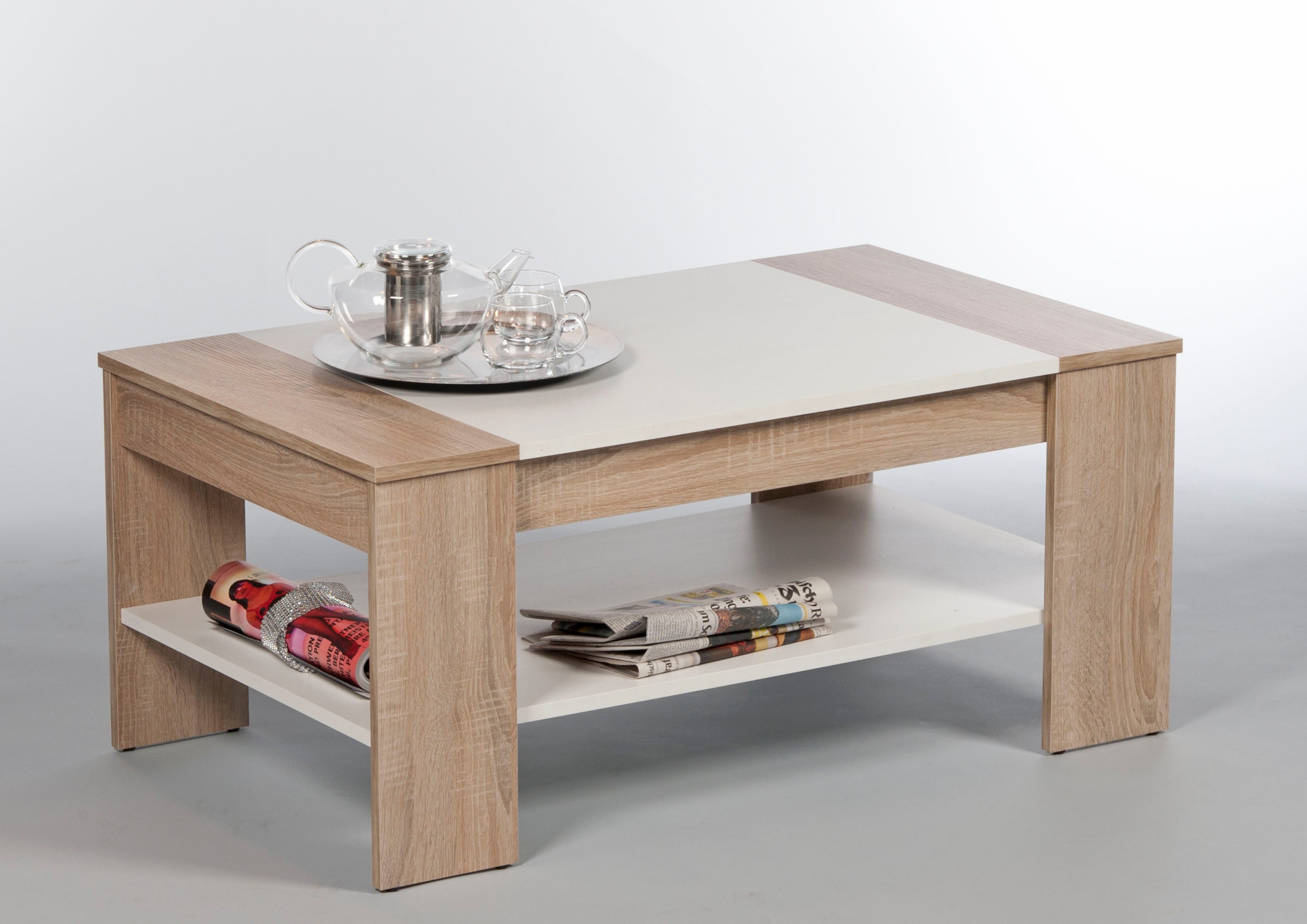OTTO Stolkom Salontafel Finley met opbergplank, Sonoma eik wit, BxHxD 100x44x58 cm salontafels bruin