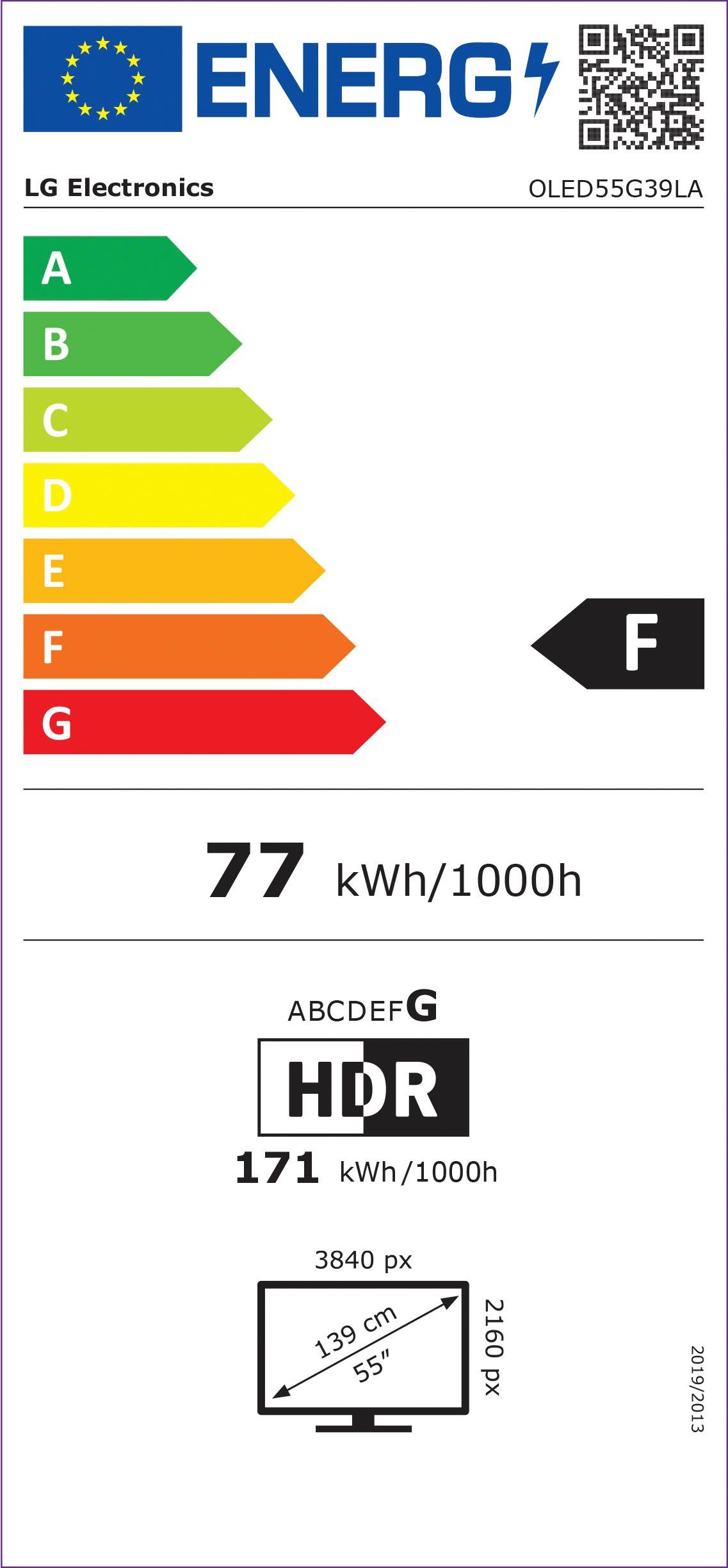 LG OLED-TV OLED55G39LA, 139 cm / 55", 4K Ultra HD, Smart TV, OLED evo, α9 Gen6 4K AI-processor, Brightness Booster Max