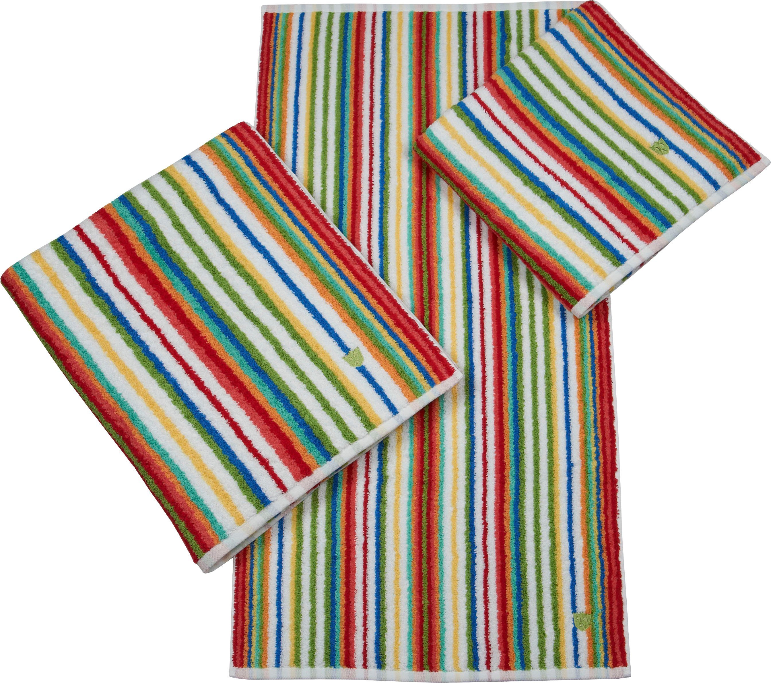 ROSS Handdoek VITA met strepen en geborduurd ross-embleem (2 stuks)