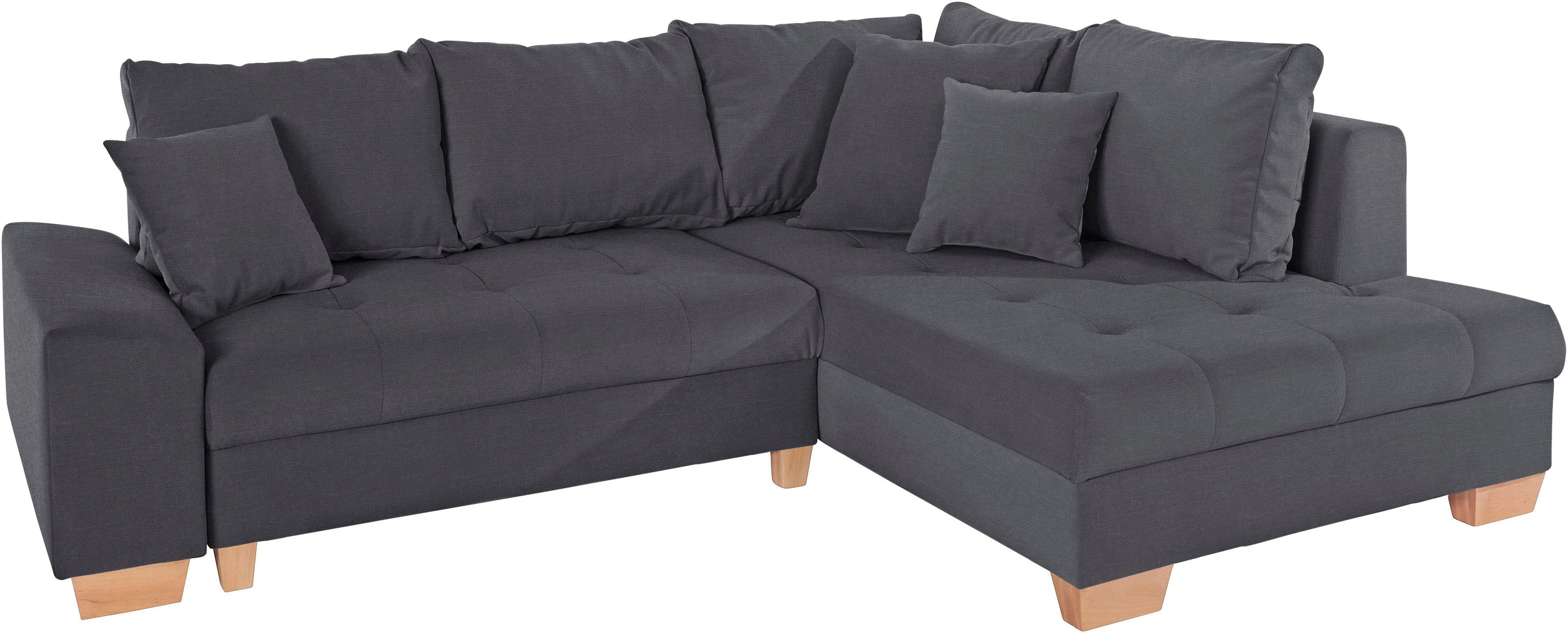 mr. couch hoekbank nikita l-vorm naar keuze met koudschuim (140 kg belasting-zitting), aquaclean-stof grijs
