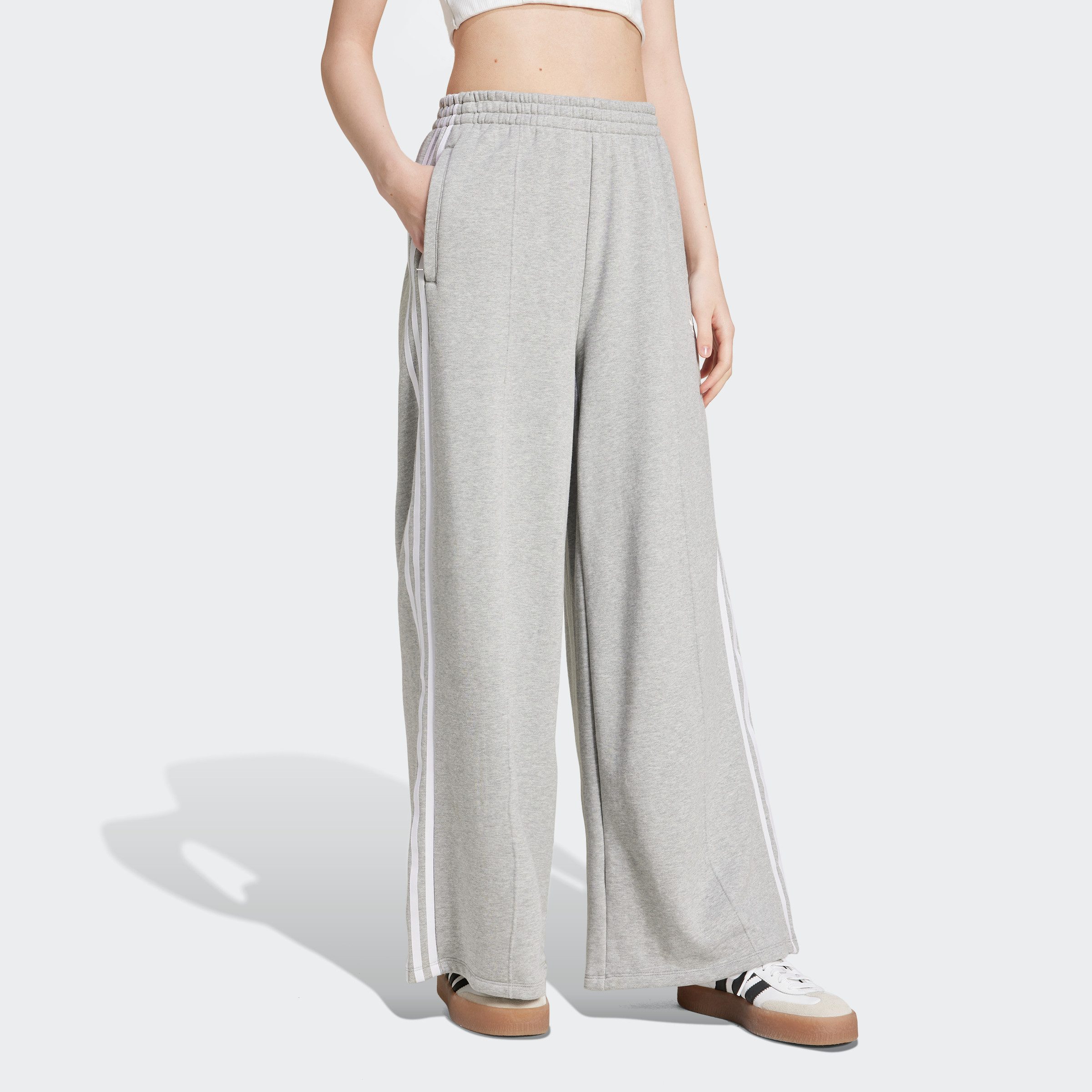 Adidas Originals 3-Stripes Wide Leg Joggers Medium Grey Heather- Dames Medium Grey Heather