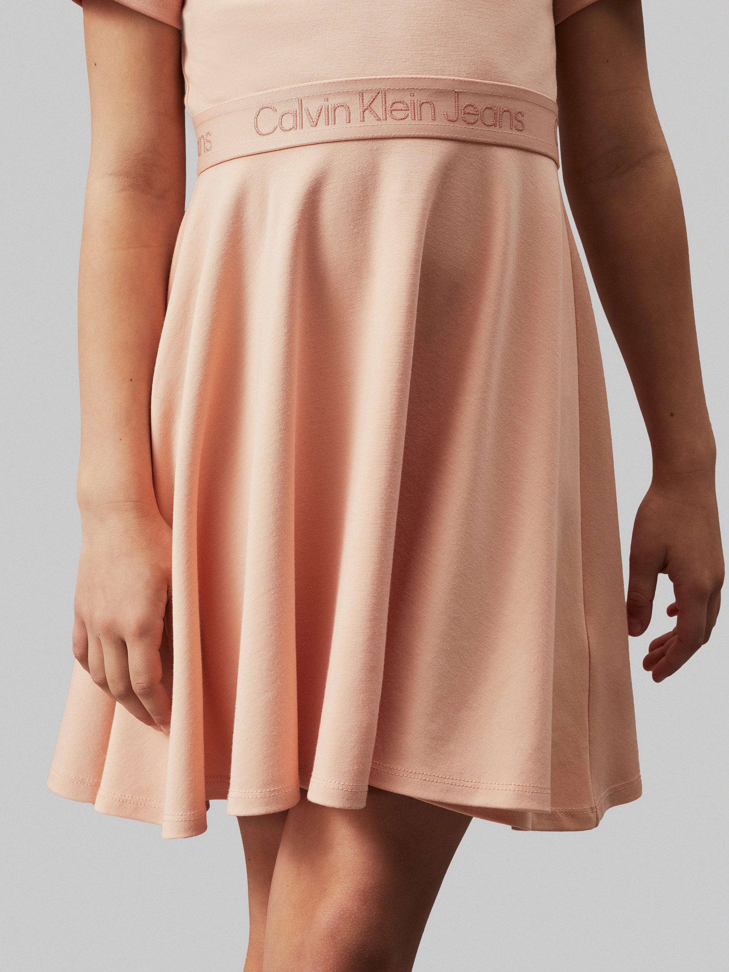 Calvin Klein Jerseyjurk PUNTO TAPE FIT FLARE SS DRESS