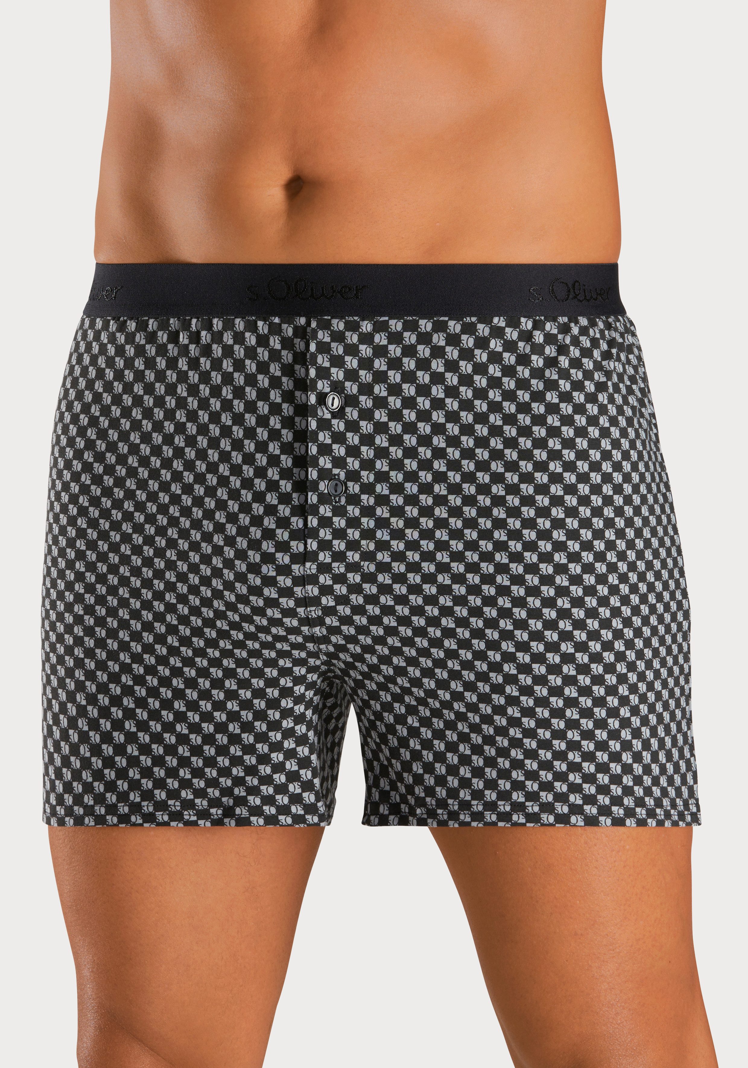 s.Oliver RED LABEL Beachwear Wijde boxershort unikleur en gedessineerd (set 2 stuks)