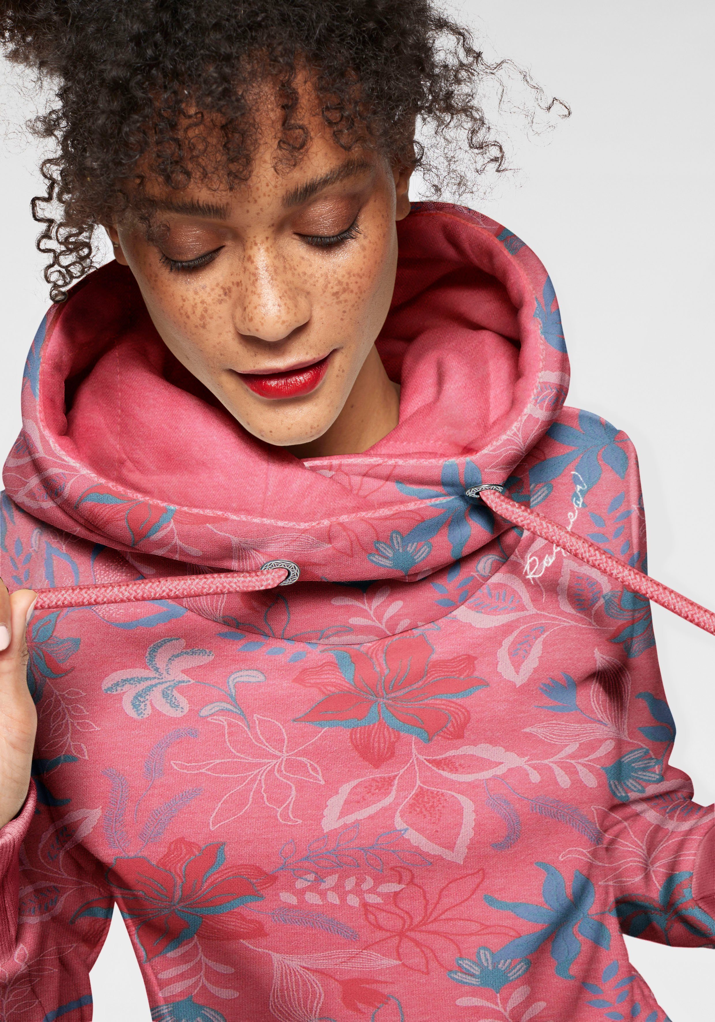 Ragwear Sweater GRIPY FLOWERS O Hoodie met gebloemde print all-over
