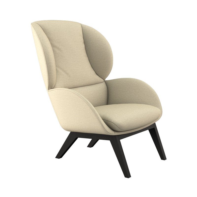 FLEXLUX Oorfauteuil Adria designstoel, loungestoel, Stijl & comfort, organische vorm, zwarte houten voet