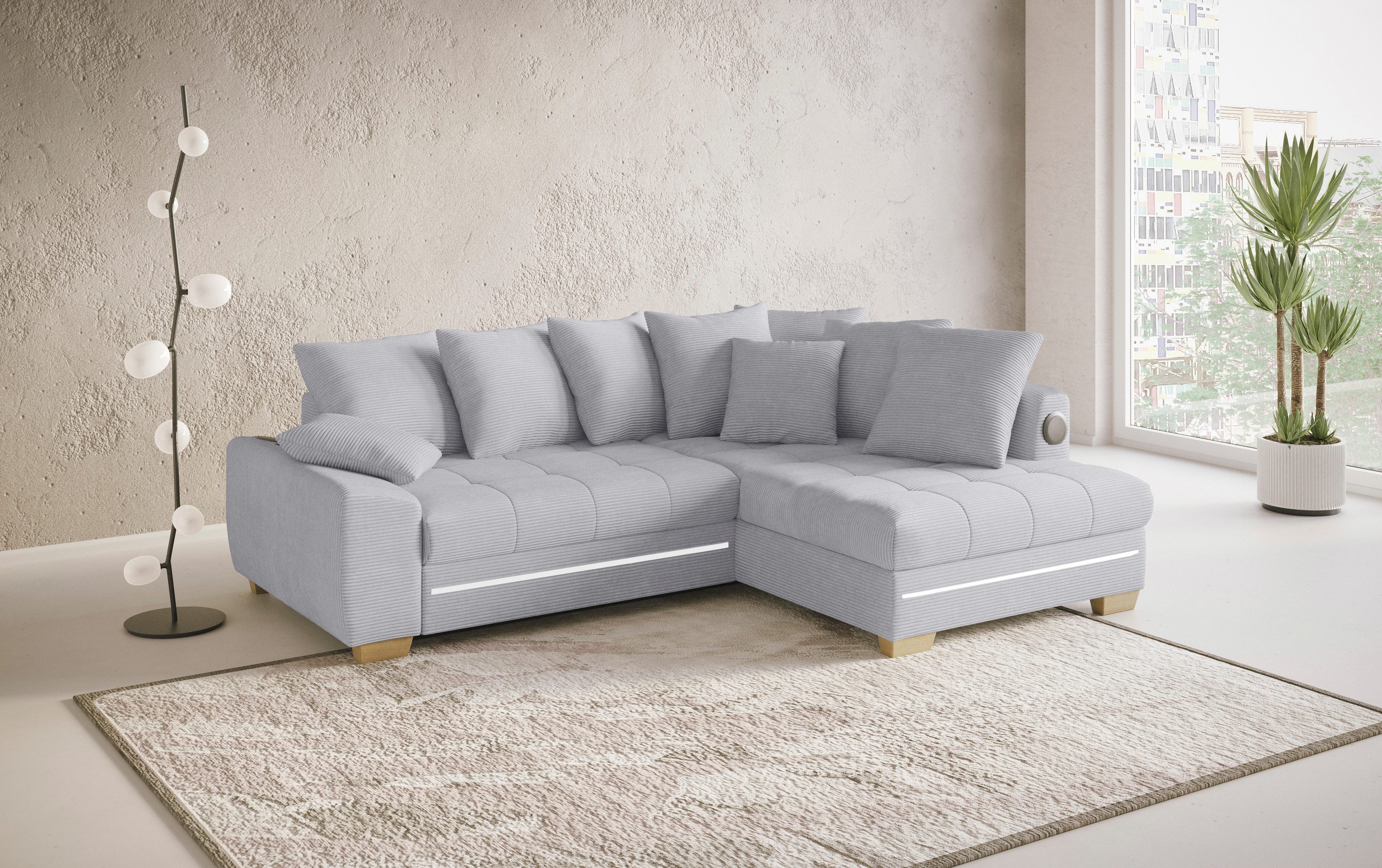 Mr. Couch Hoekbank Nikita II, L-vorm RGB-LED, Bluetooth-geluidssysteem, optioneel met bed, bedlade