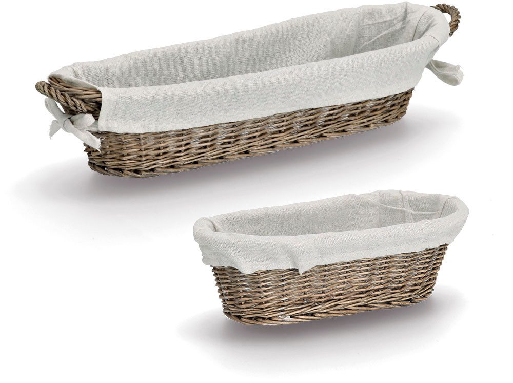 Zeller Present Broodmand Baguette Stijlvol in landelijke stijl (set, 2-delig) voedsel bewaardozen beige