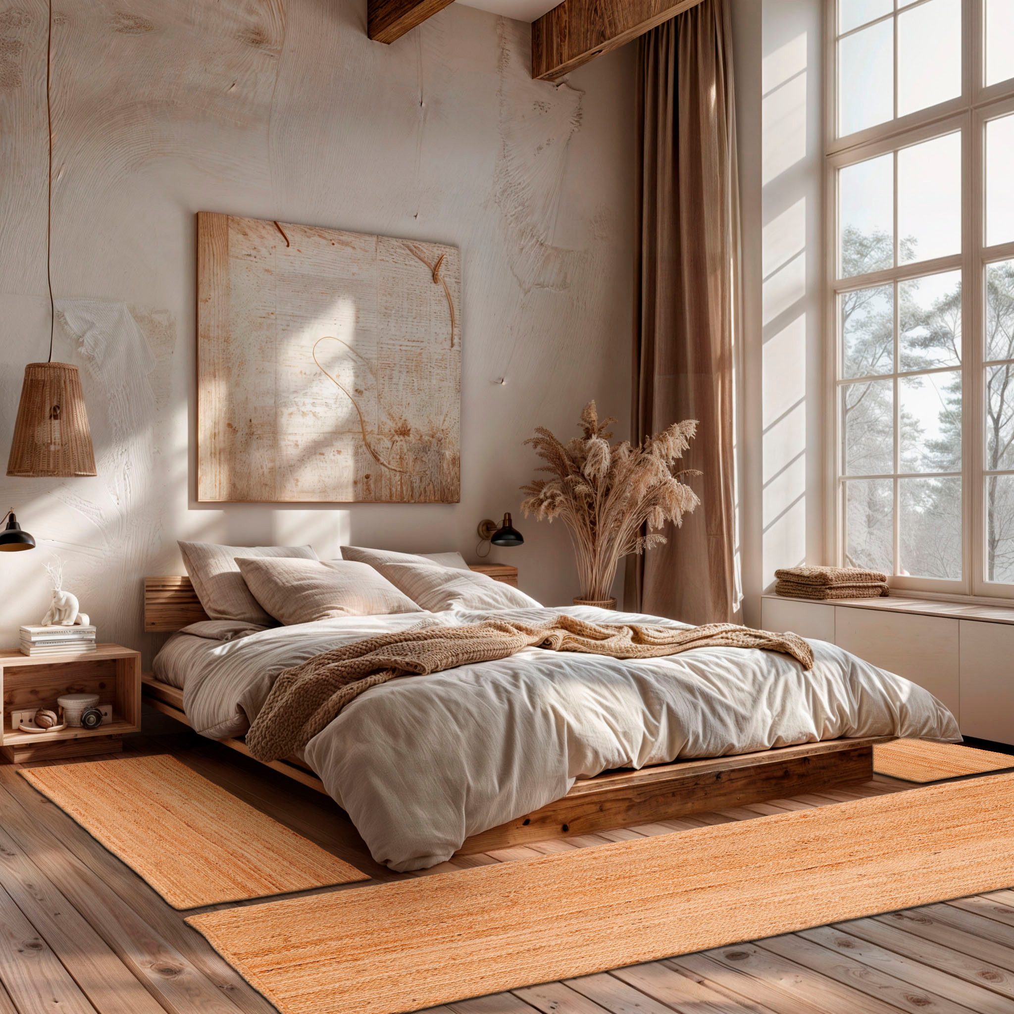 Myflair Möbel & Accessoires Set slaapkamerkleedjes Lola Omkeerbaar tapijt, handgeweven, natuurvezel, Boho-stijl, loper-set bedvloerkleden maat 1 stuk