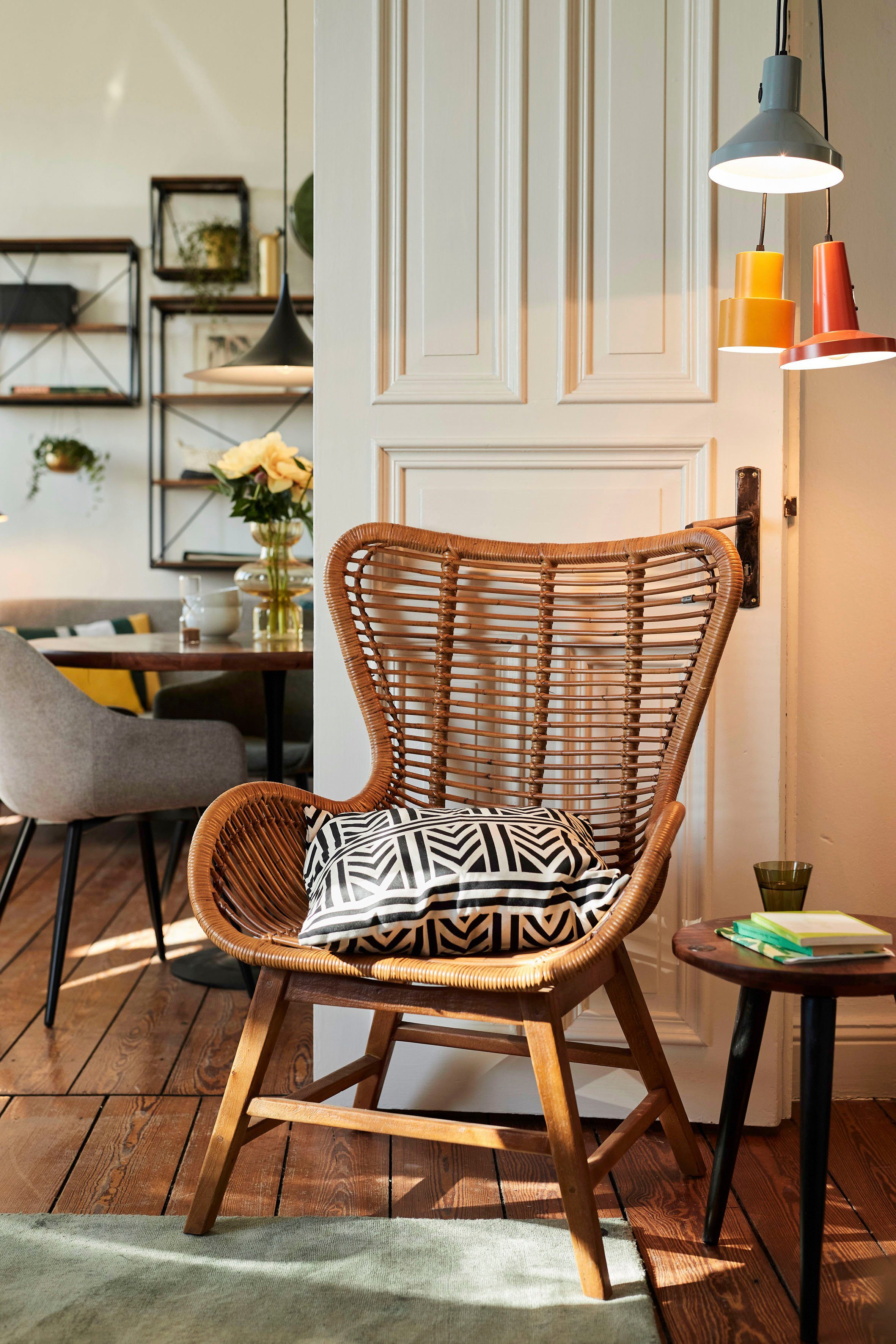TOM TAILOR HOME Fauteuil T-RATTAN ARMCHAIR Rotanstoel met armleuningen met teakhouten frame, organisch model