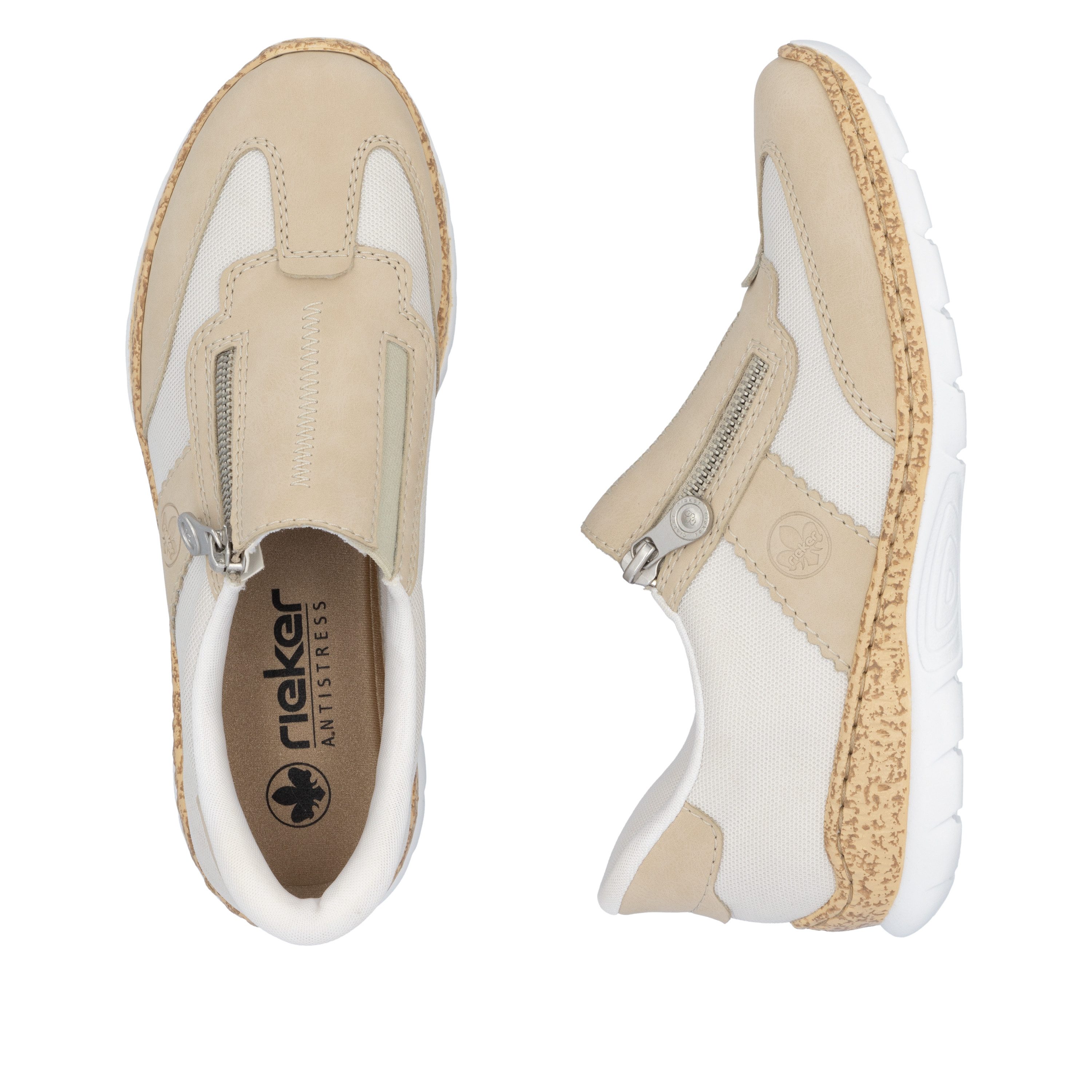 Rieker Slip-on sneakers , lage schoen, vrijetijdsschoen, met rits en memosoft-binnenzool