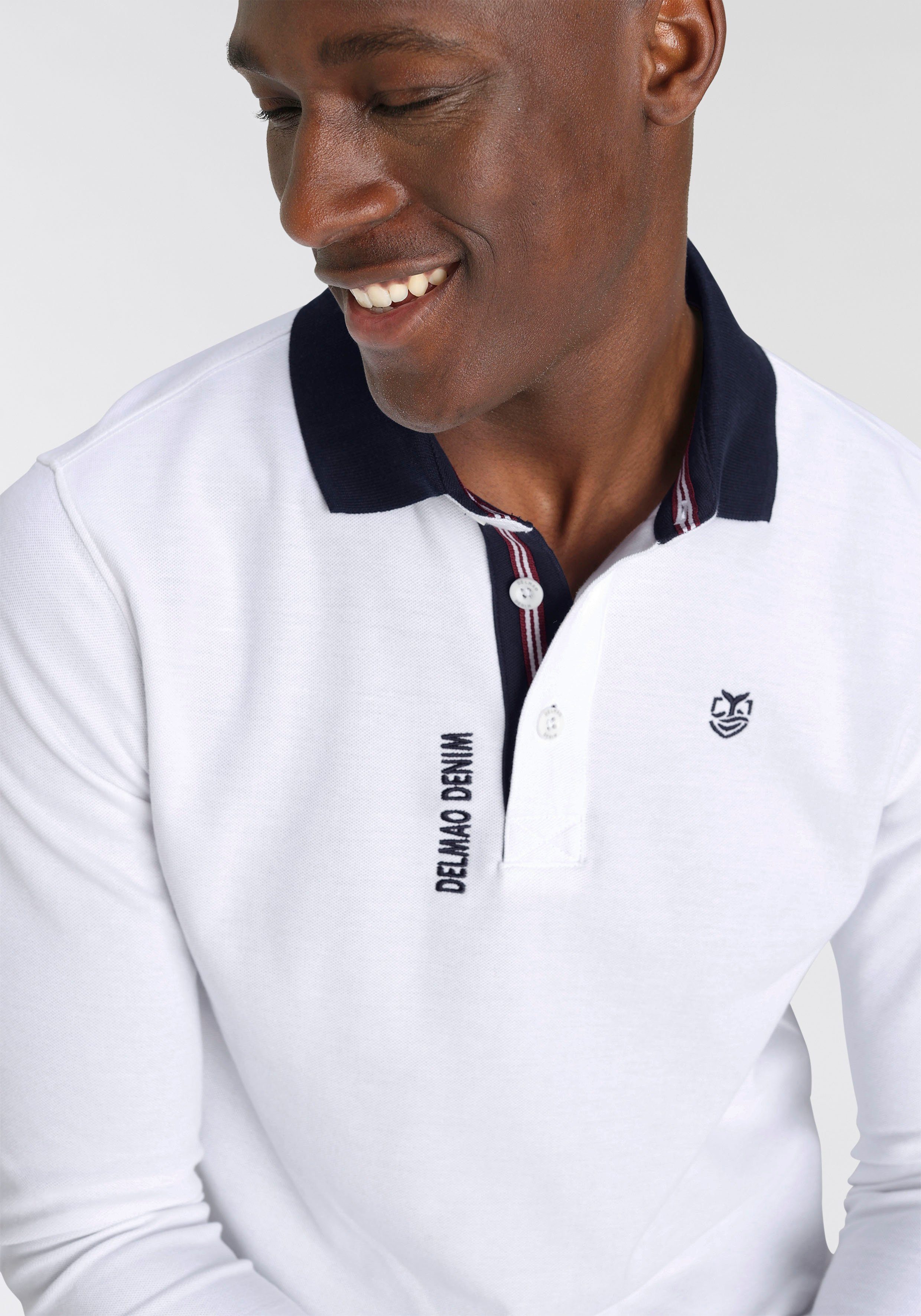 DELMAO Poloshirt met lange mouwen Lange mouwen, van ademend piqué-stof, polokraag