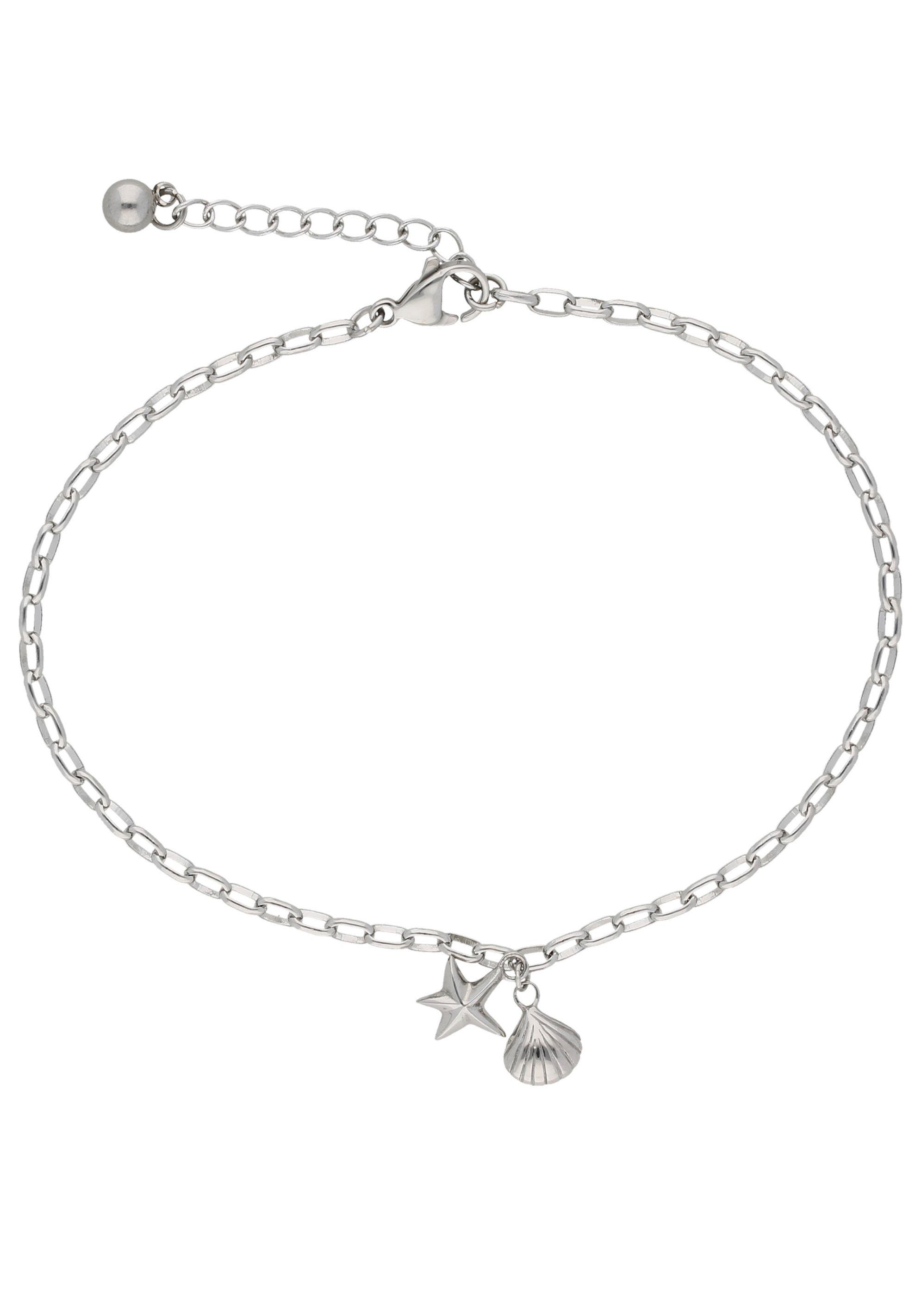 Firetti Enkelkettinkje Sieraad cadeau lichaamsversiering maritiem zeester+schelp ankerkette dames enkelkettinkjes zilver(kleur)