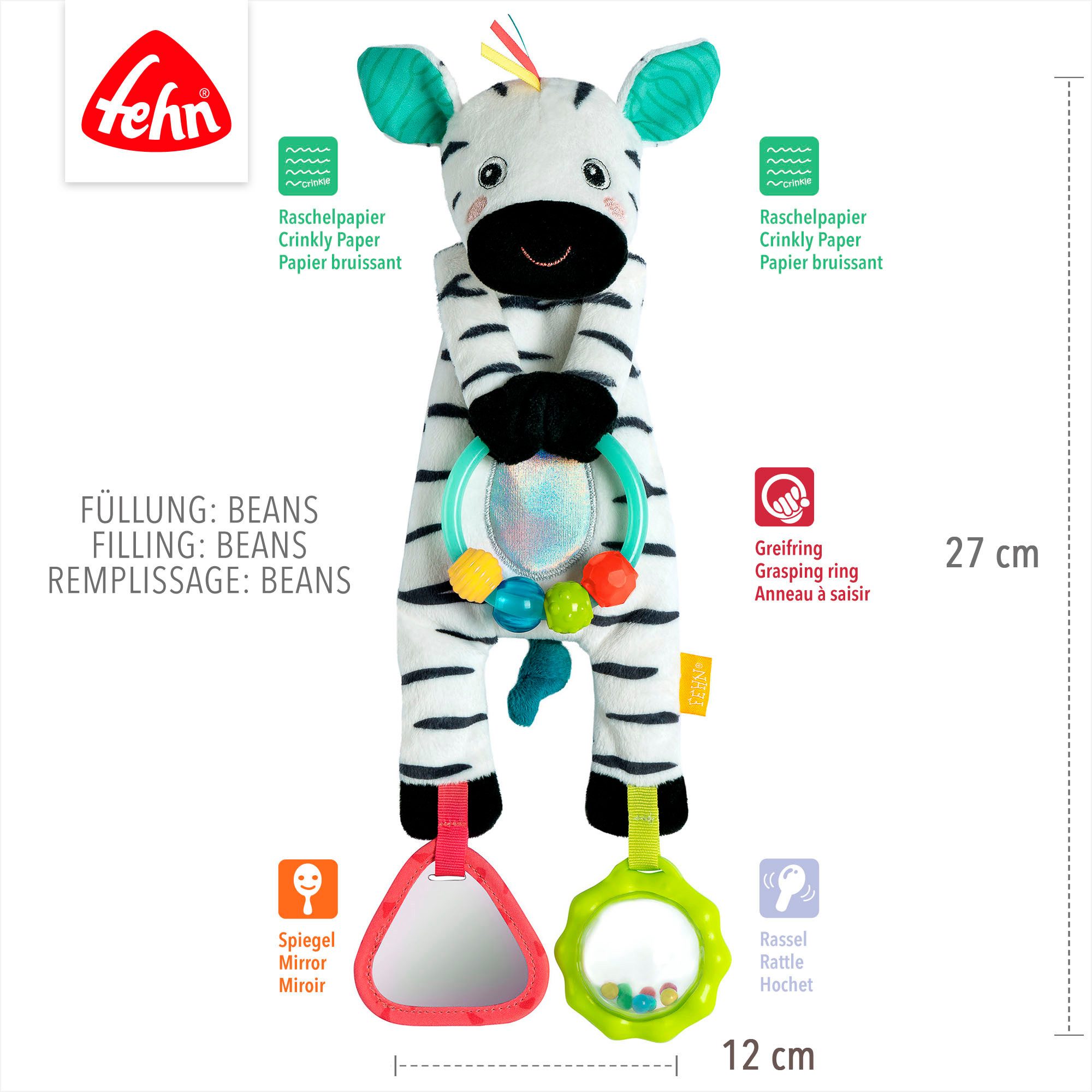 Fehn Grijpspeeltje DoBabyDoo, Bean Bag zebra