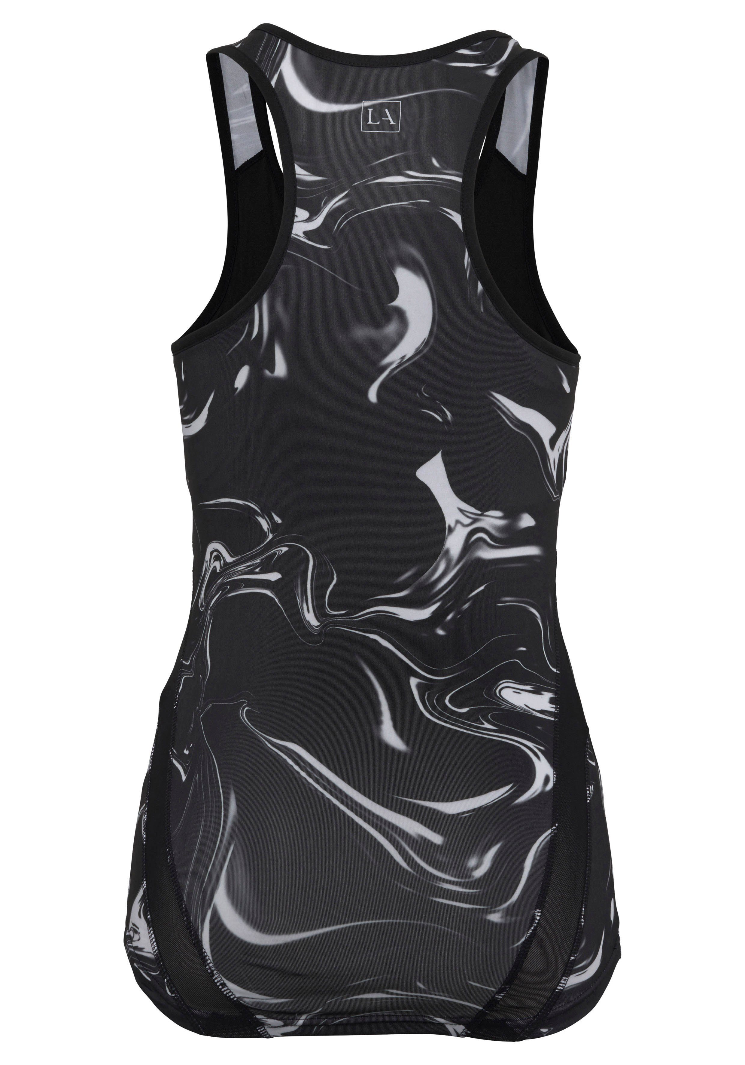 active by Lascana Functioneel shirt Black Marble Sportshirt met brede racerback