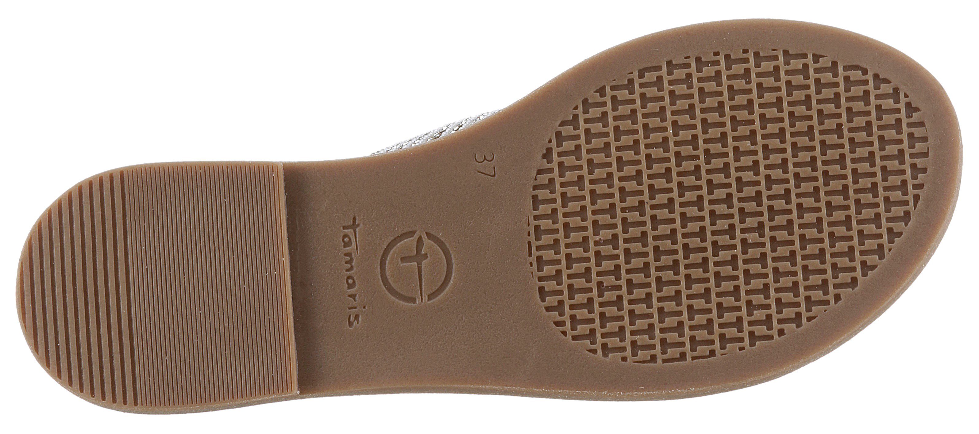 Tamaris Slippers , blokhak, feestmode, zomerschoen met fonkelende bandage